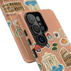 Rome Italy Travel Tough Samsung Galaxy Phone Case | Terracotta Scrapbook Sticker Cover