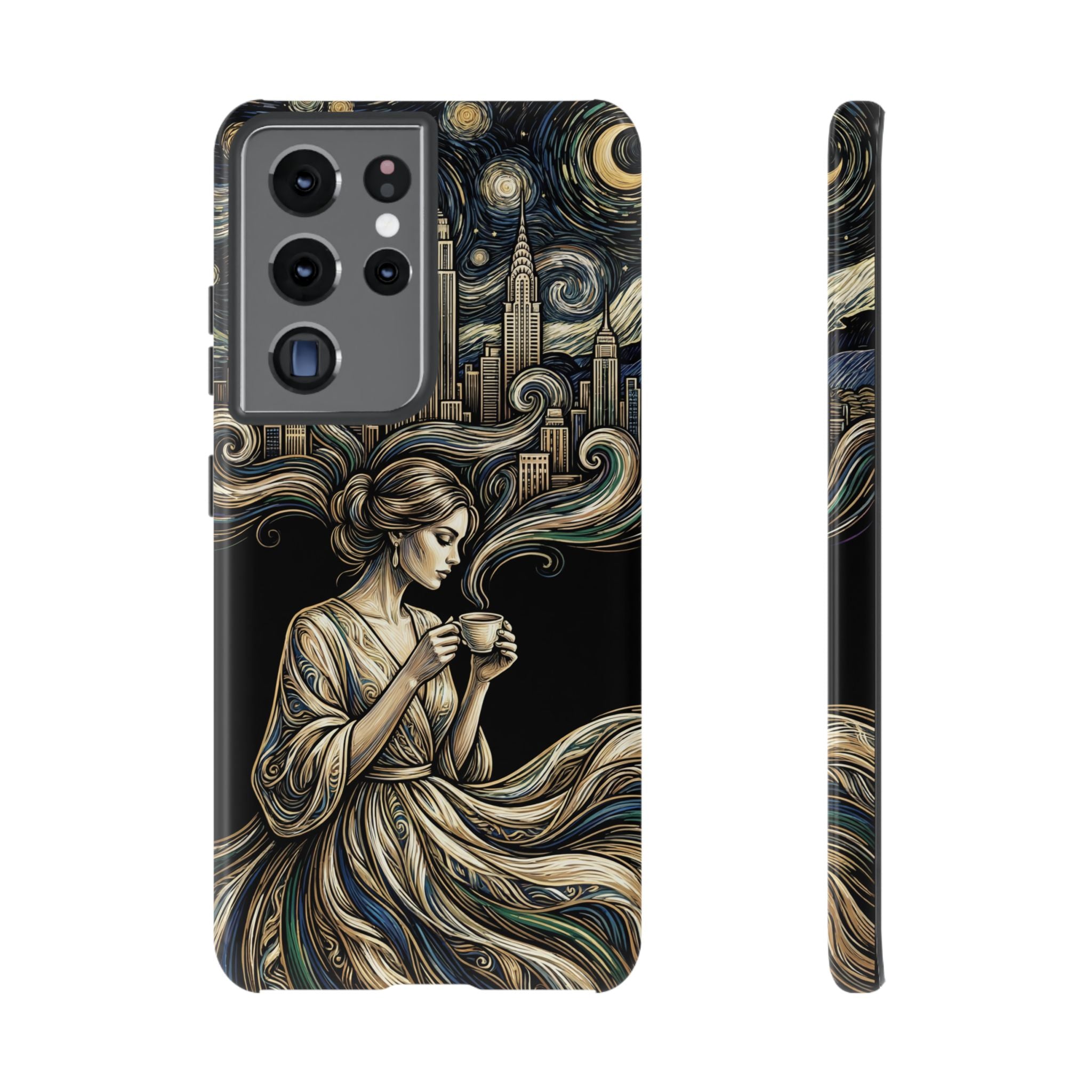 Vintage Cityscape Woman Tea Art Samsung Galaxy Phone Case
