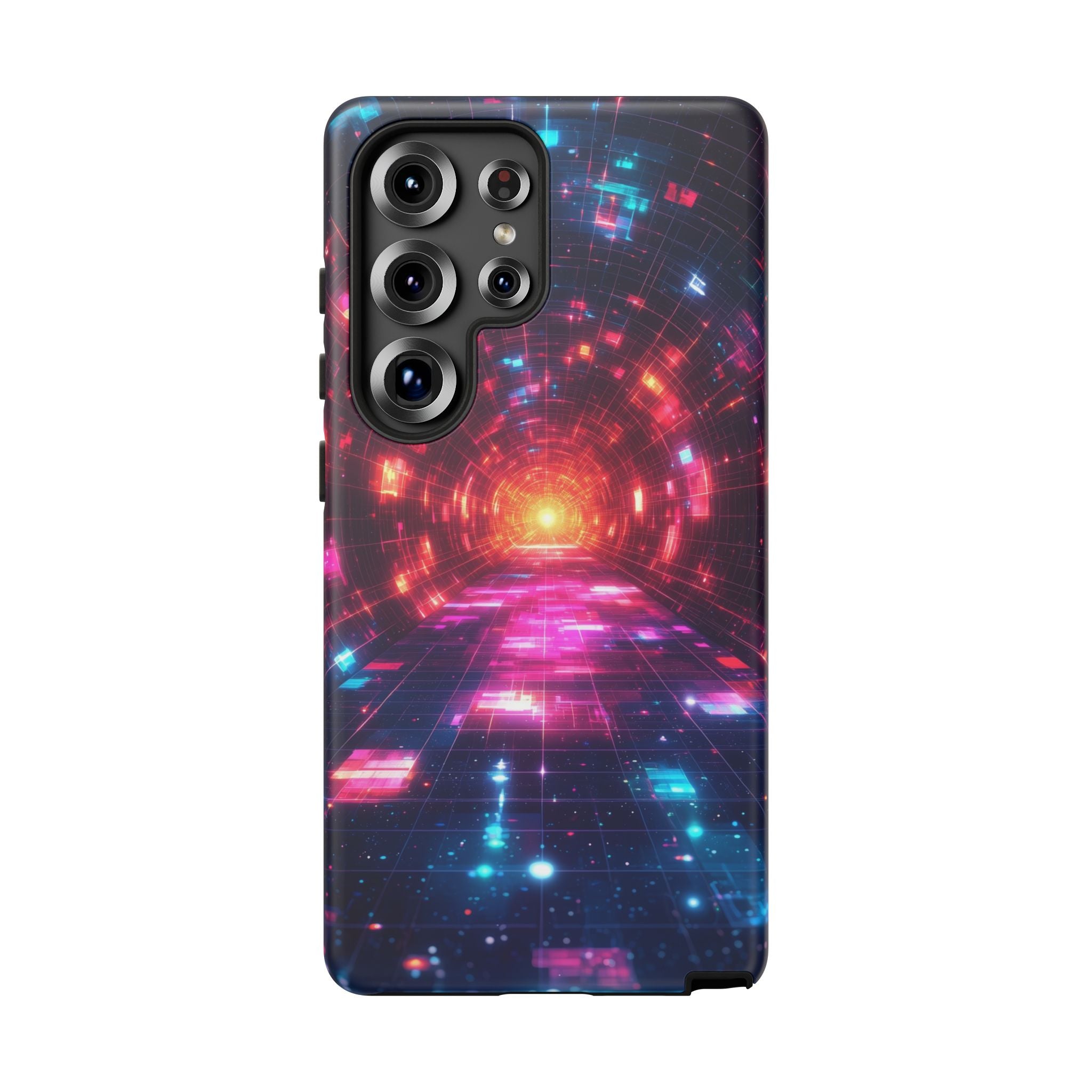 Neon Tunnel Tough Samsung Galaxy Case — Retro Futuristic Galaxy Design