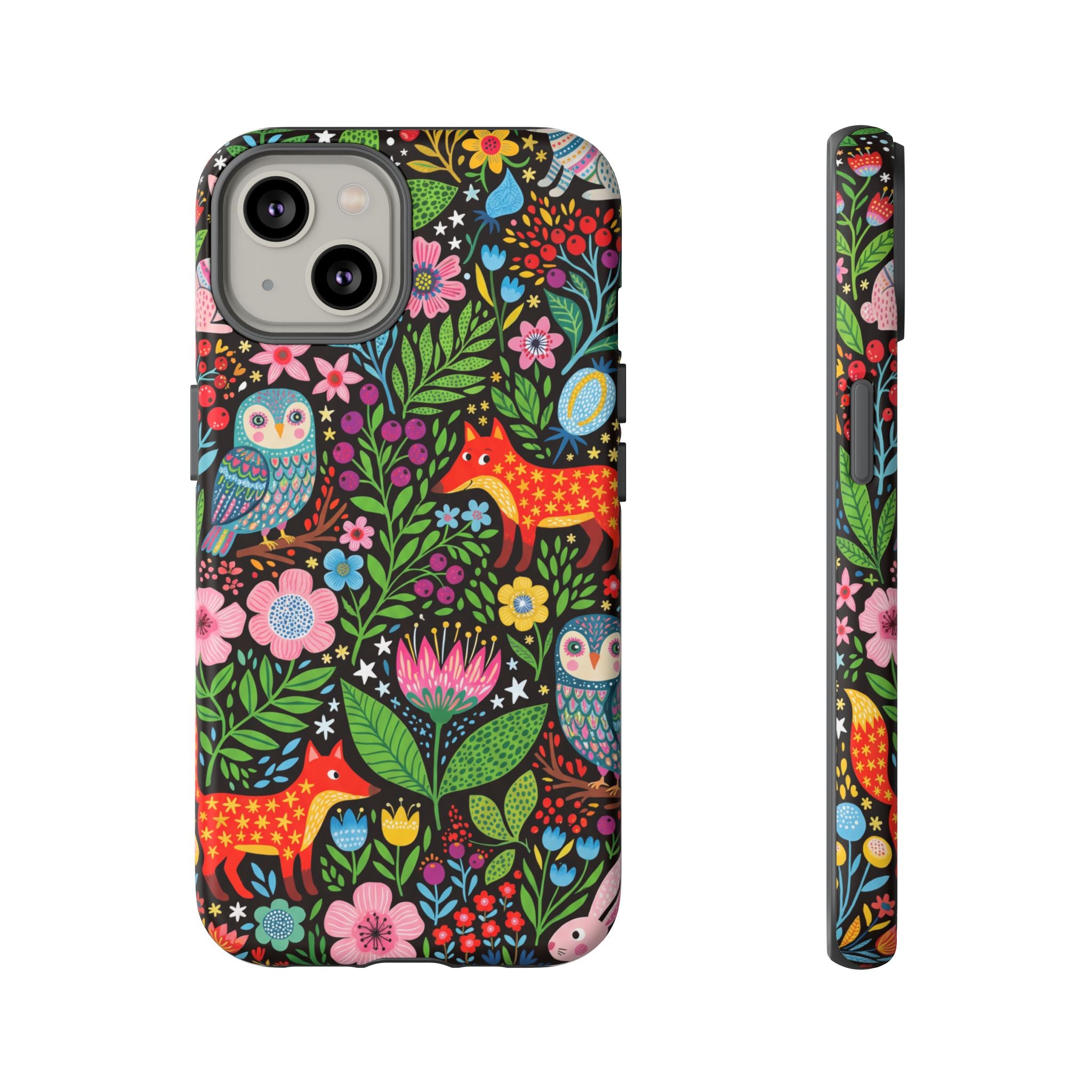 Floral Woodland iPhone Case | Colourful Fox & Owl Protective Cover