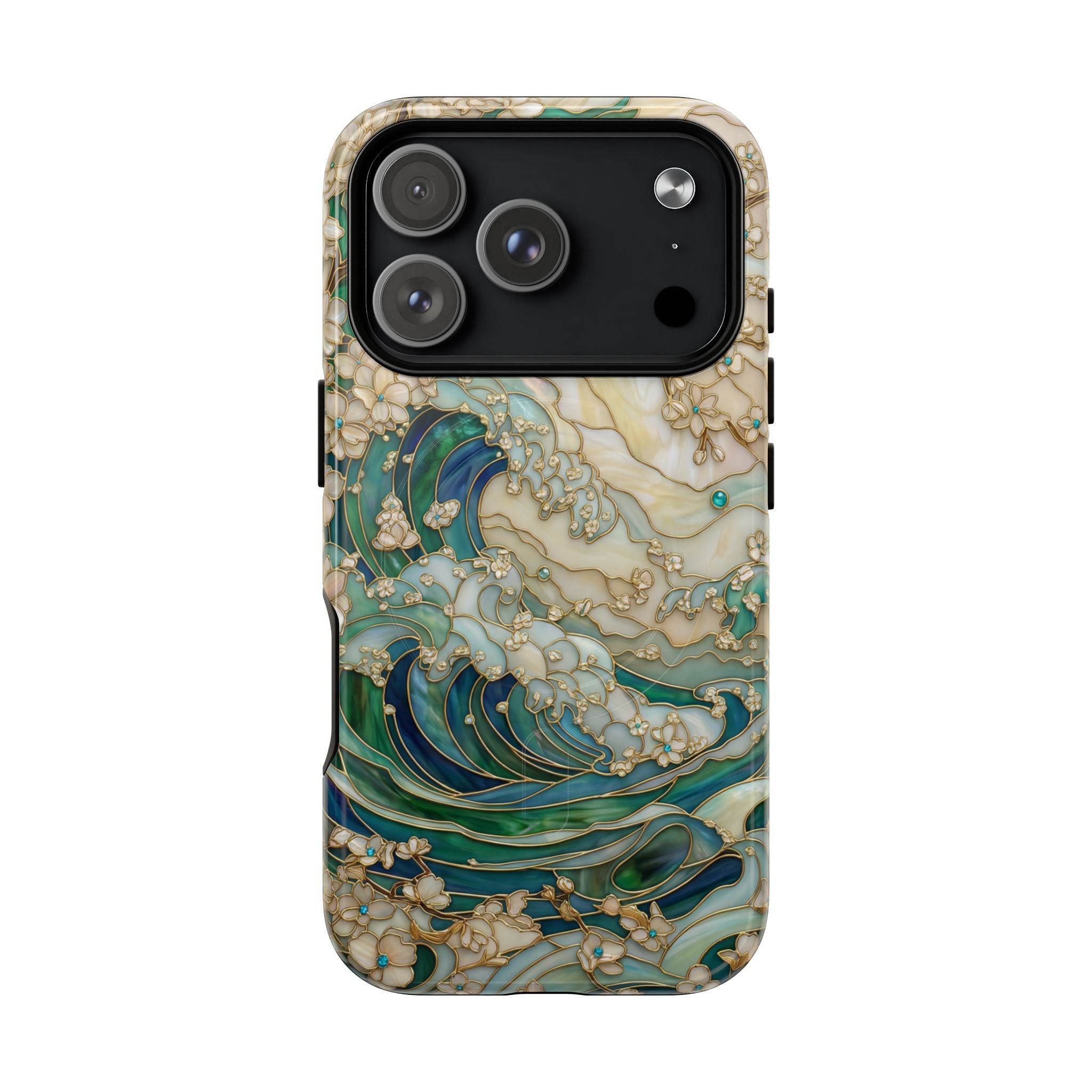 Custodia MagSafe per iPhone Ocean Wave — Custodia resistente con design artistico color acquamarina