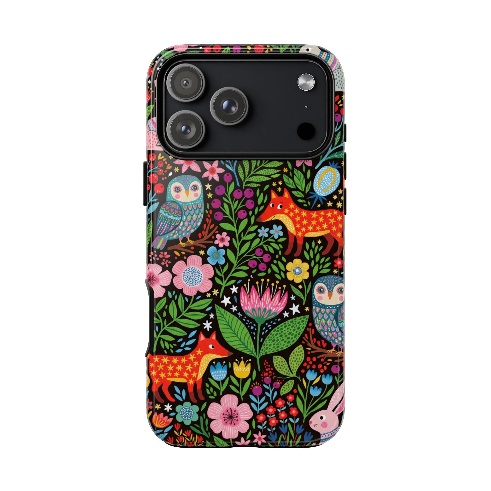 Floral Woodland iPhone Case | Colourful Fox & Owl Protective Cover