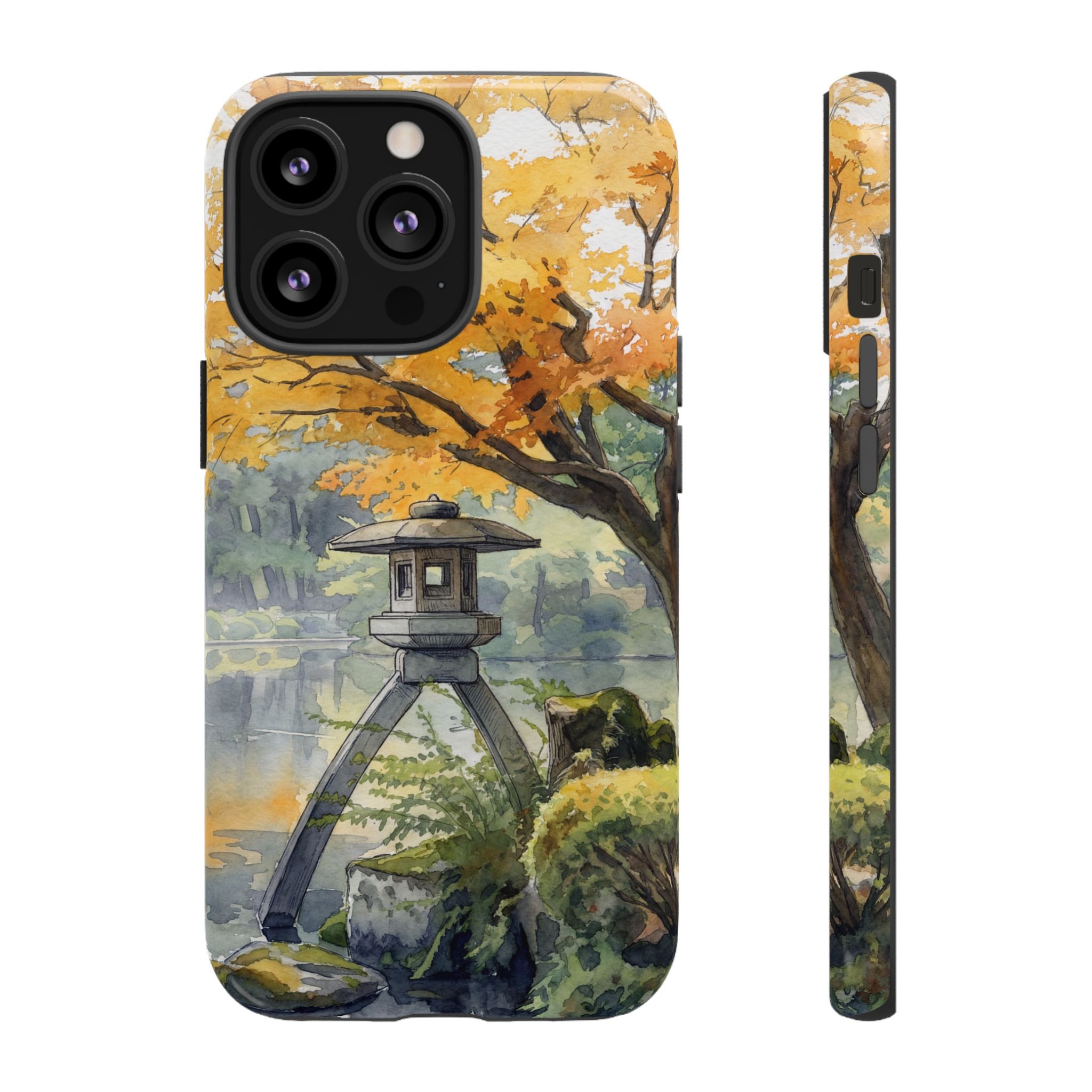 Autumn Japanese Garden iPhone Case | Scenic Lantern Fall