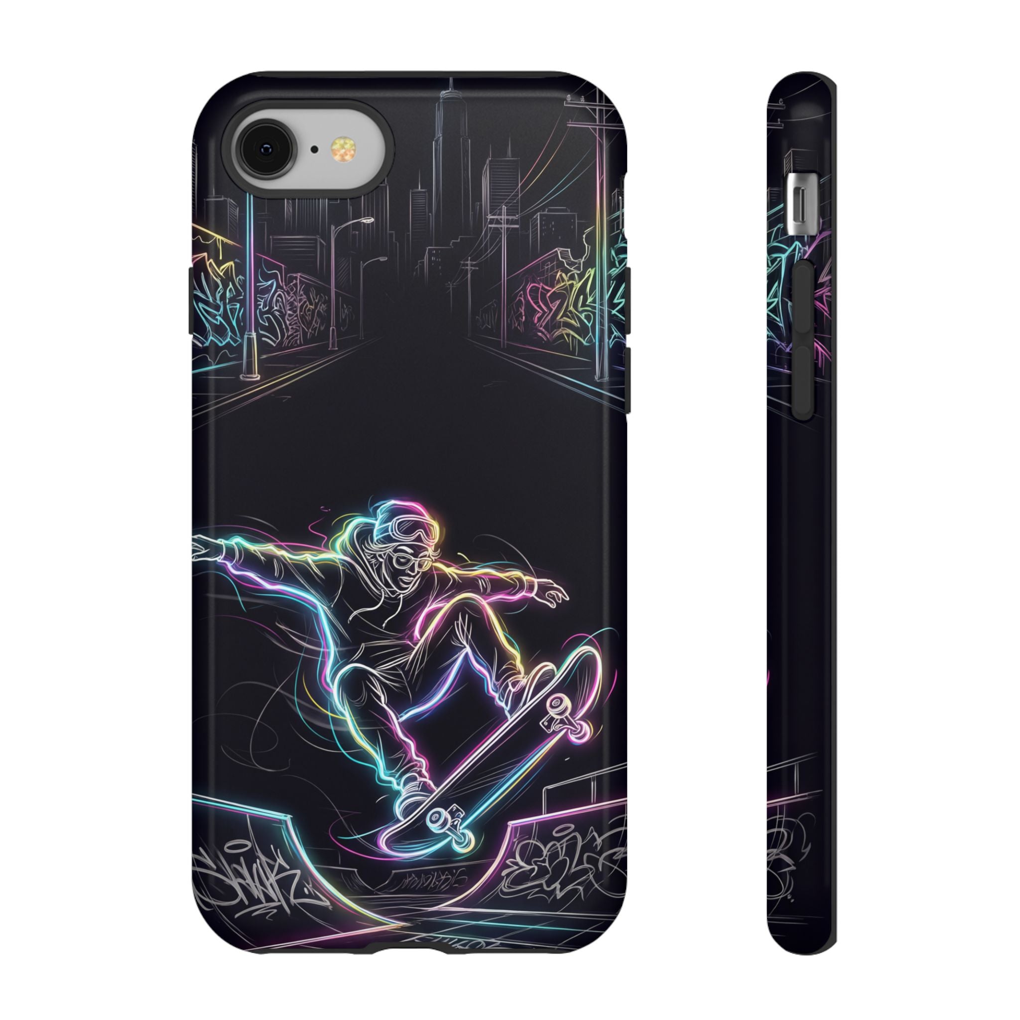 Neon Skateboard iPhone Case | Glow Skatepark Protective Cover