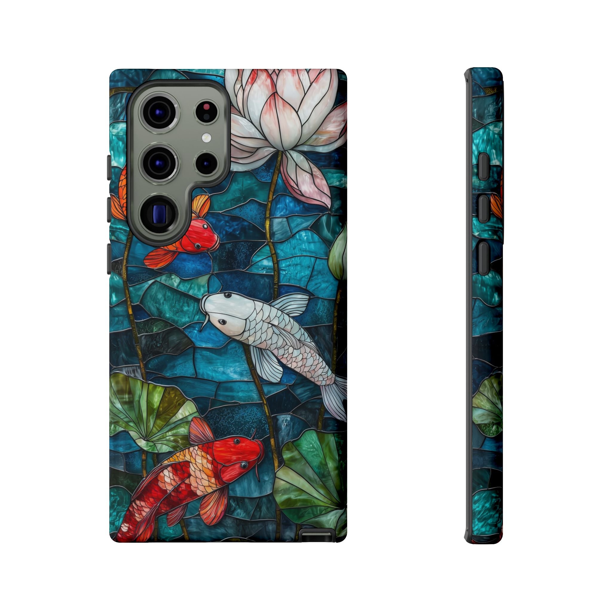Koi Pond Tough Samsung Galaxy Case — Stained Glass Lotus & Koi Design