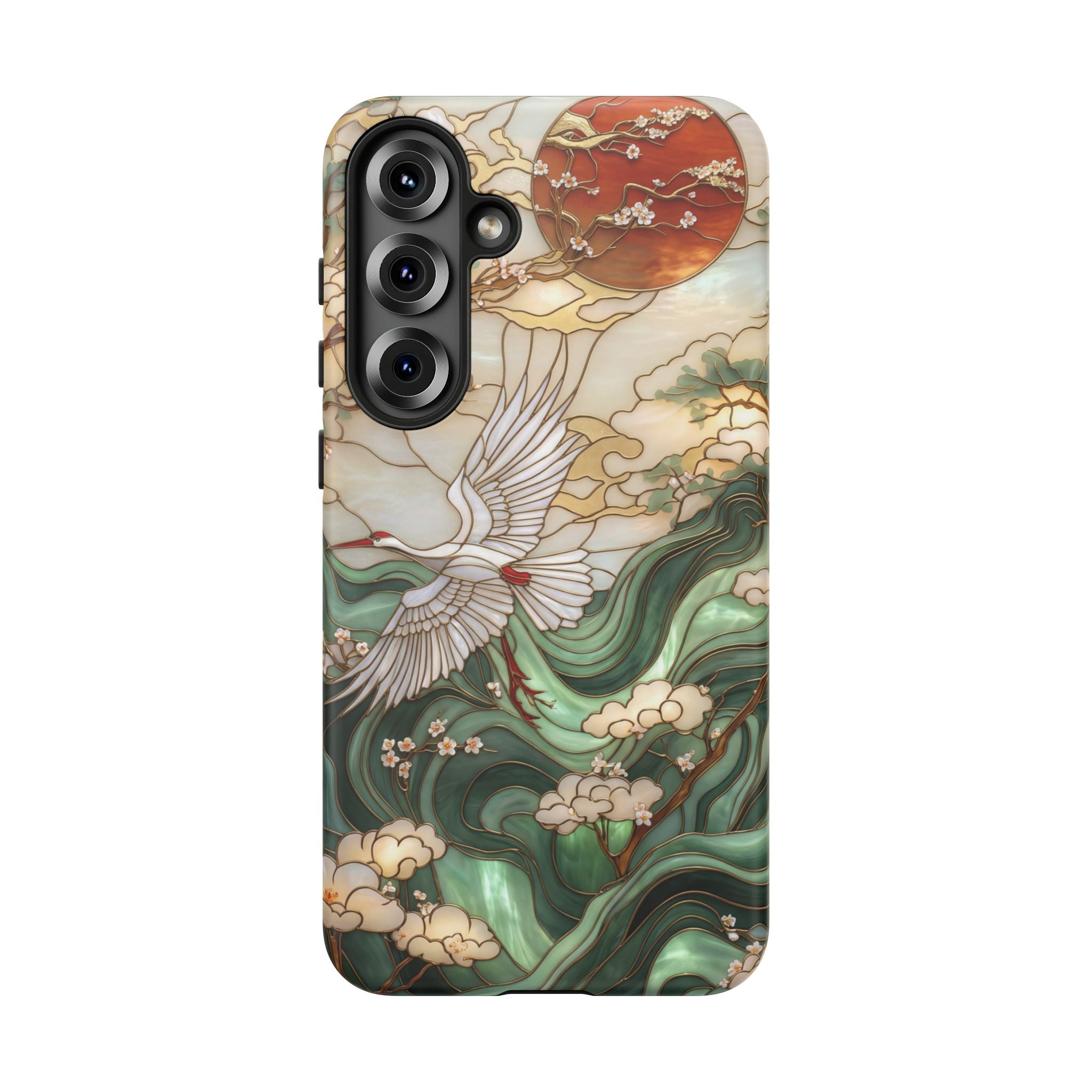 Cranes & Waves Protective Samsung Galaxy Case | Japanese-Inspired Art Phone Cover