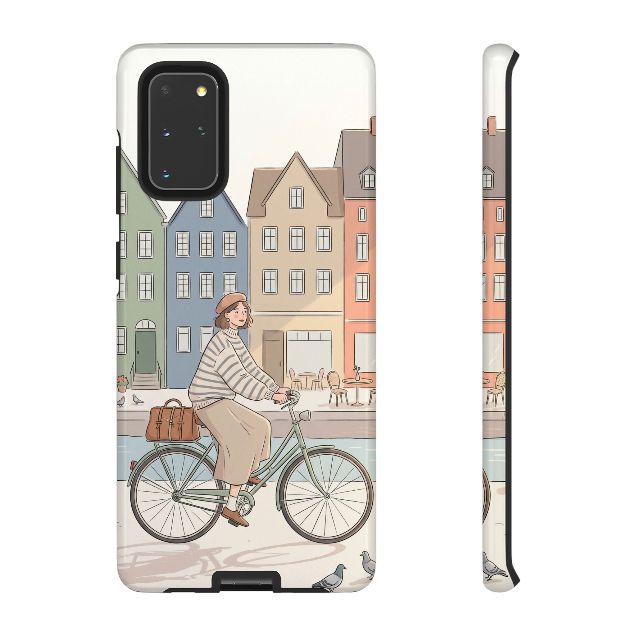 City Bike Samsung Galaxy Phone Case | Cozy European Street Illustration Tough Cases