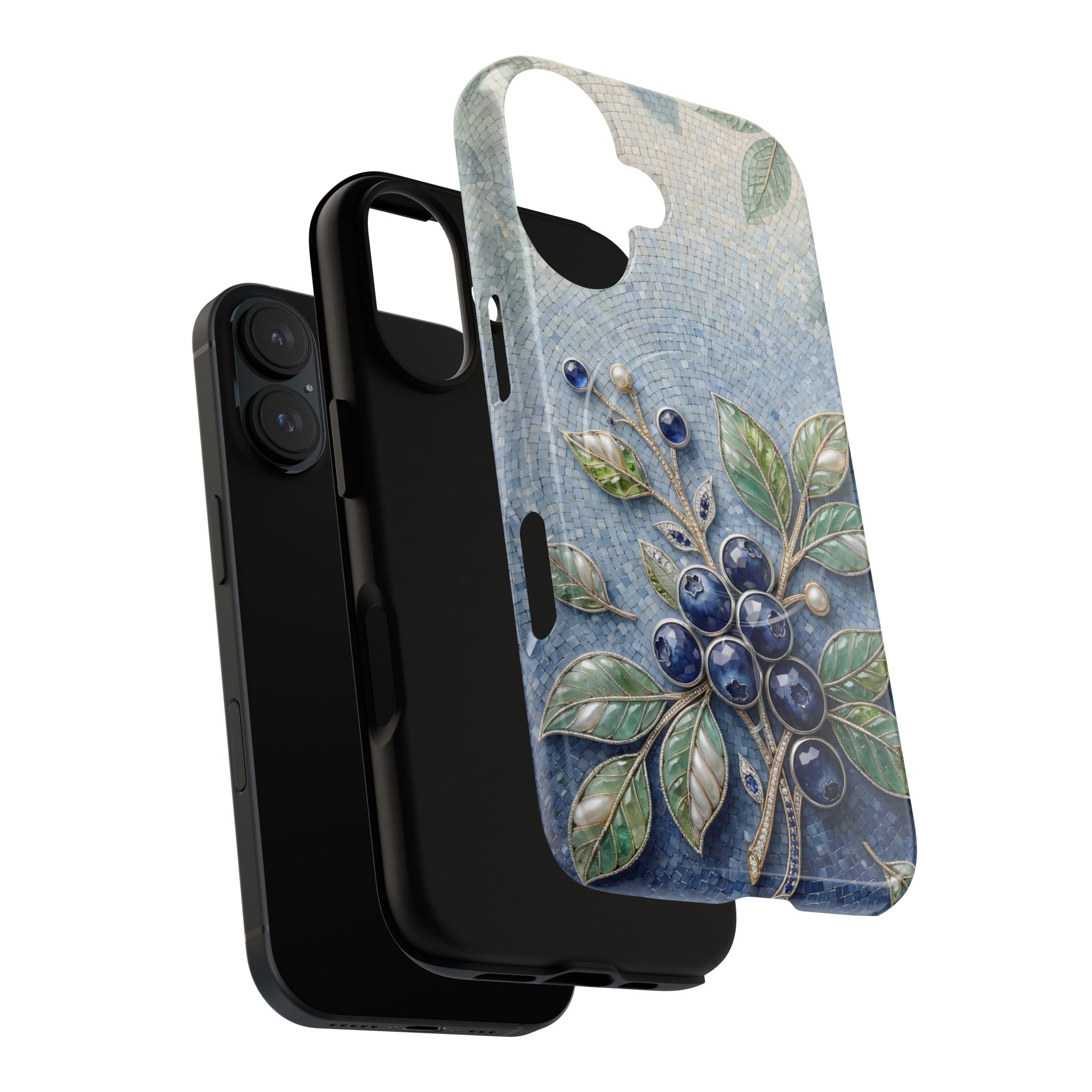 Blueberry Botanical Tough MagSafe iPhone Case | Floral Protective iPhone Cover