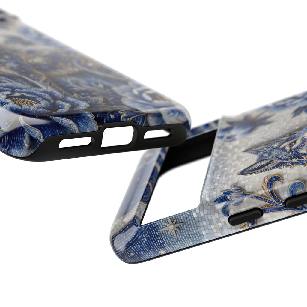 Blue Floral Wolf Tough Google Pixel Phone Case | Moonlit Wolf Protective Cover