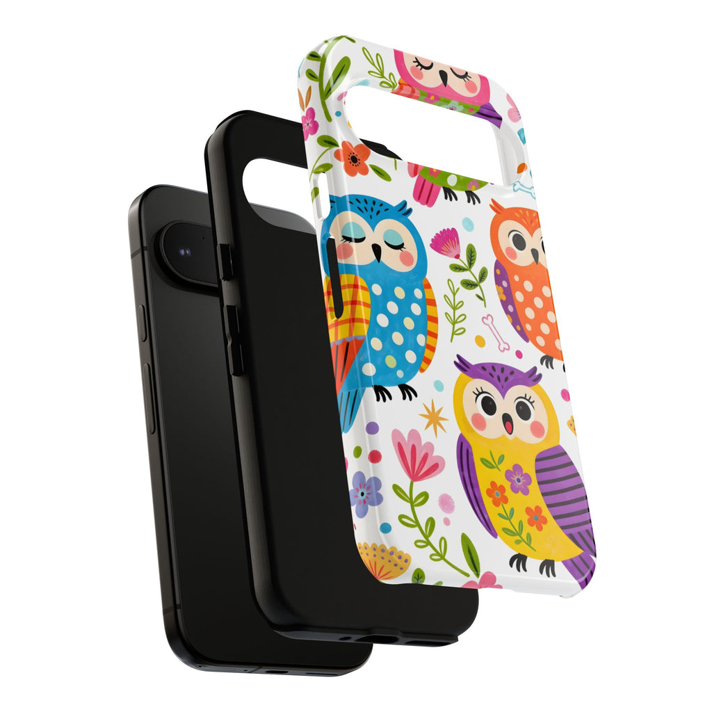 Cute Colorful Owls Google Pixel Phone Case | Cute Owl Pattern Tough Case