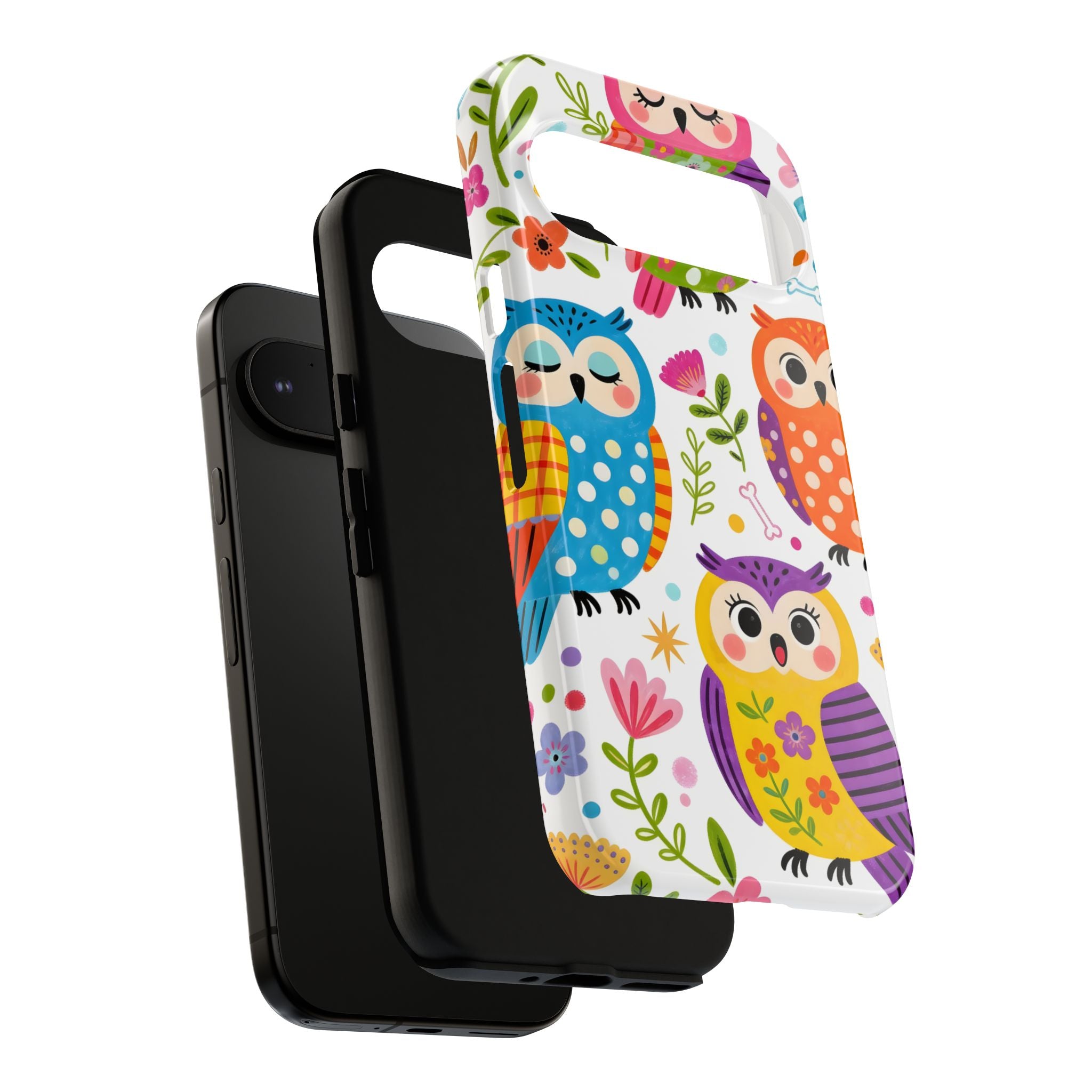 Cute Colorful Owls Google Pixel Phone Case | Cute Owl Pattern Tough Case
