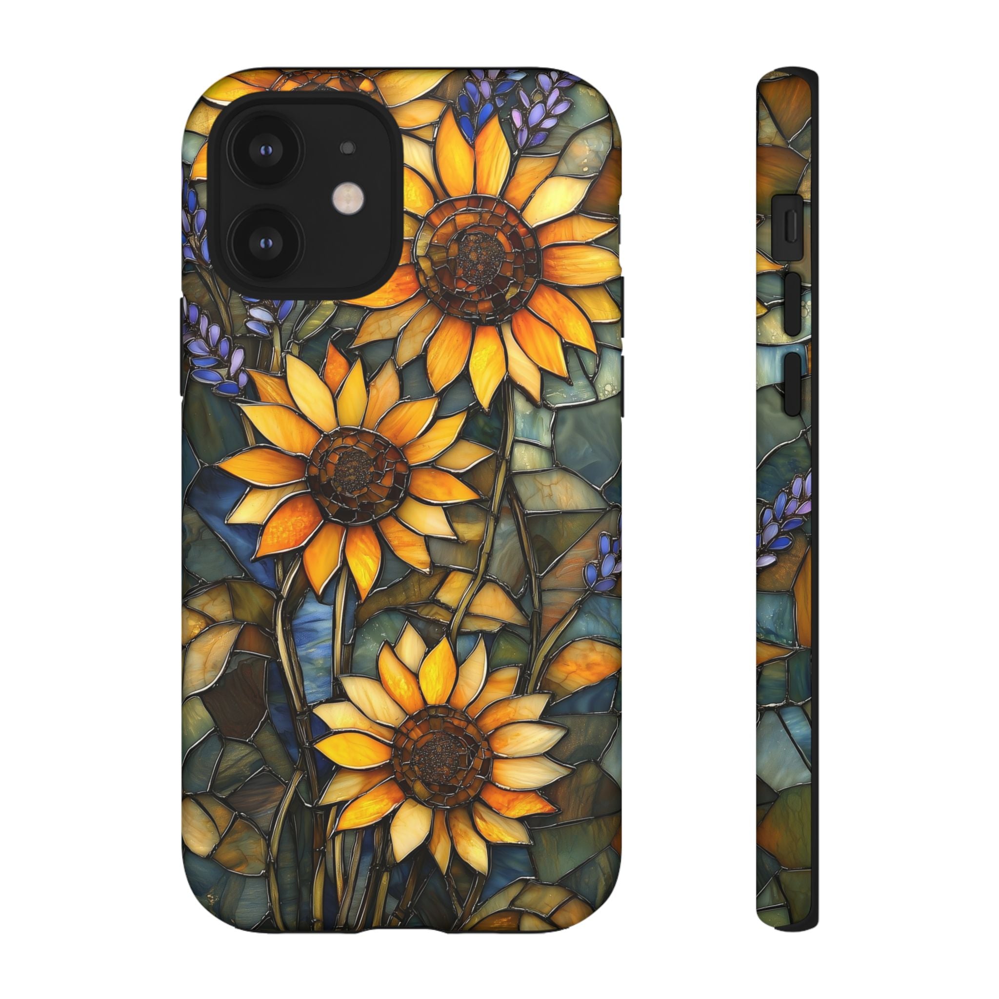 Sunflower Stained Glass Tough iPhone Case | Floral Protective Cover
