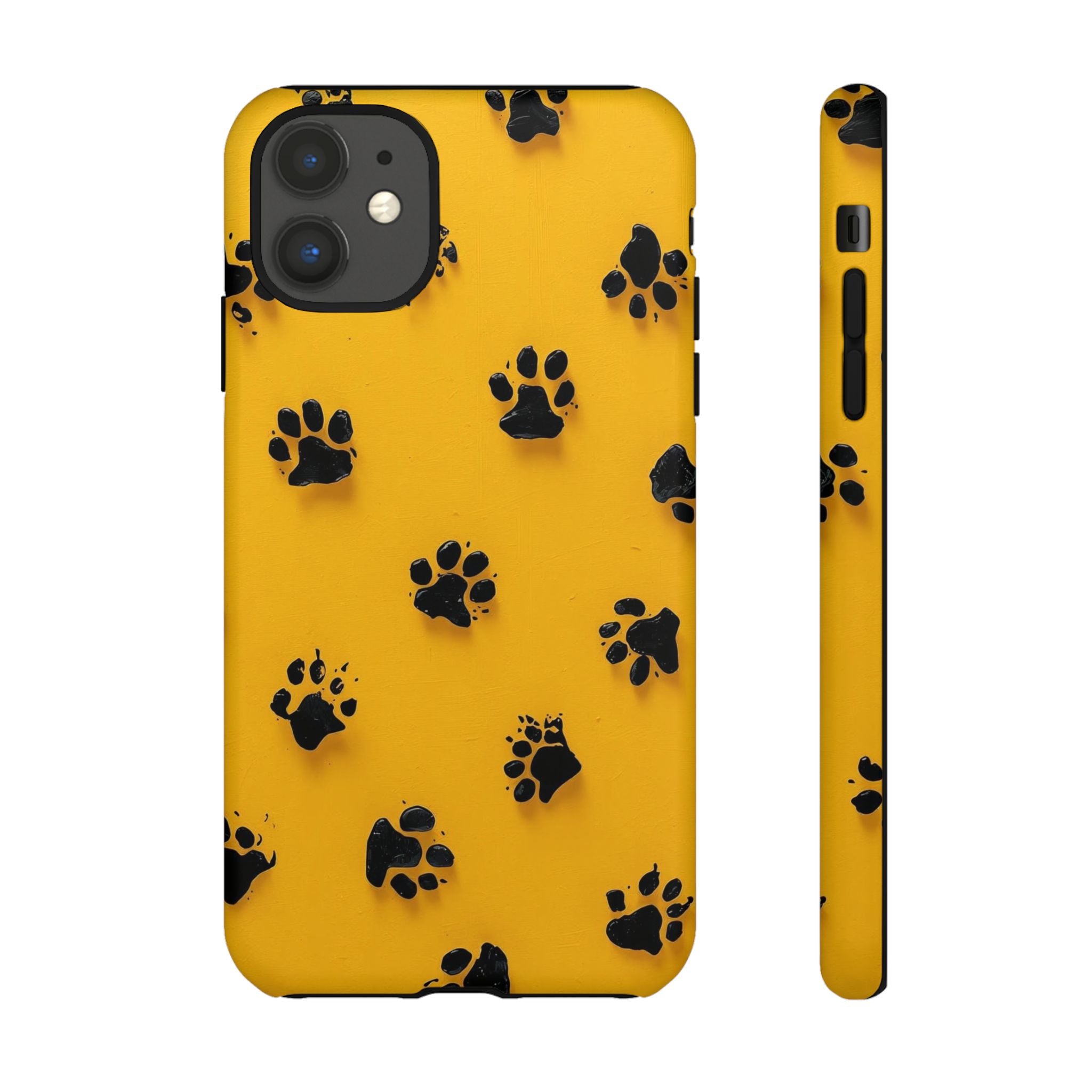 Yellow Paw Print Tough iPhone Case — Protective Dog & Cat Lover Cover