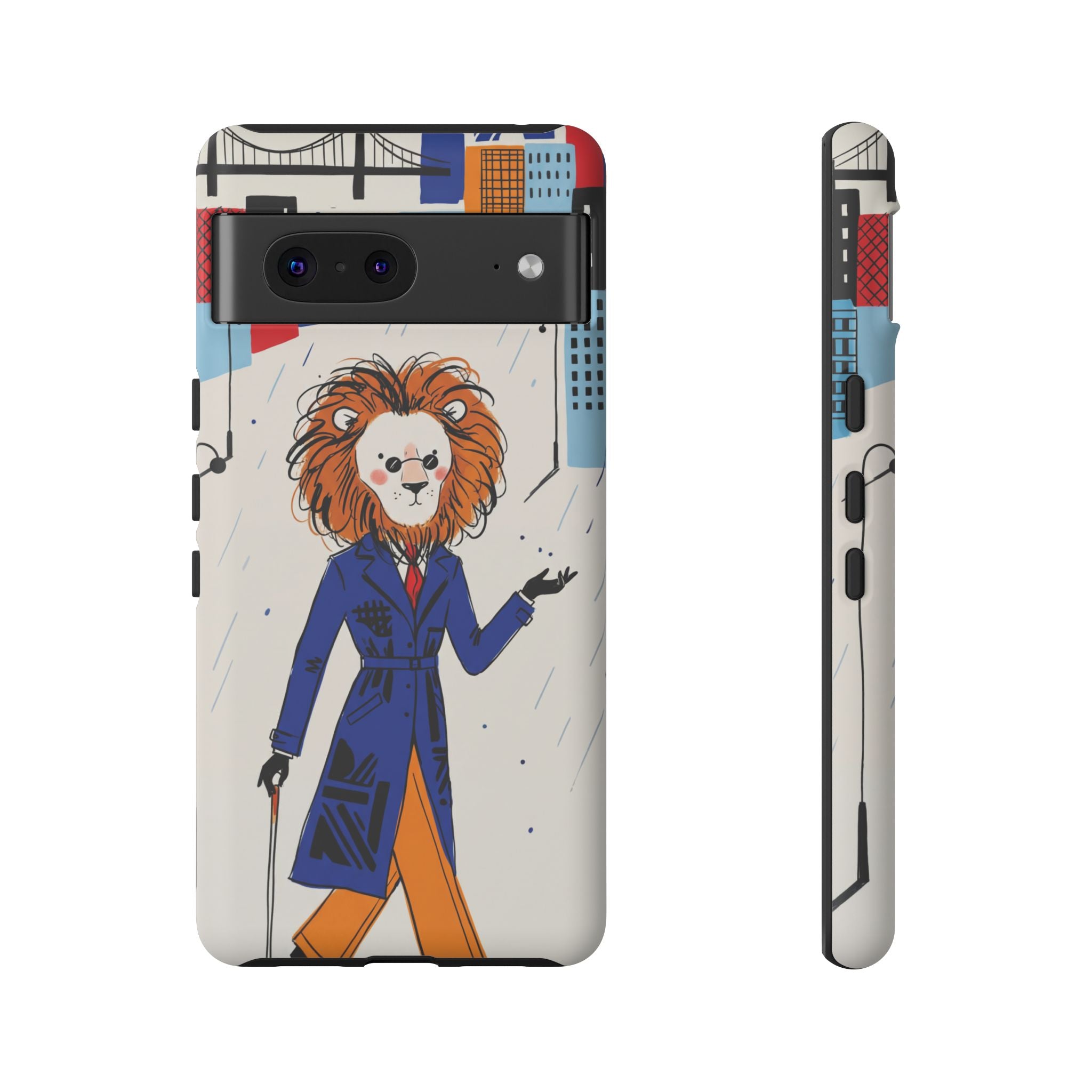 Lion Gentleman Google Pixel Phone Case | Dapper Lion in City Rain