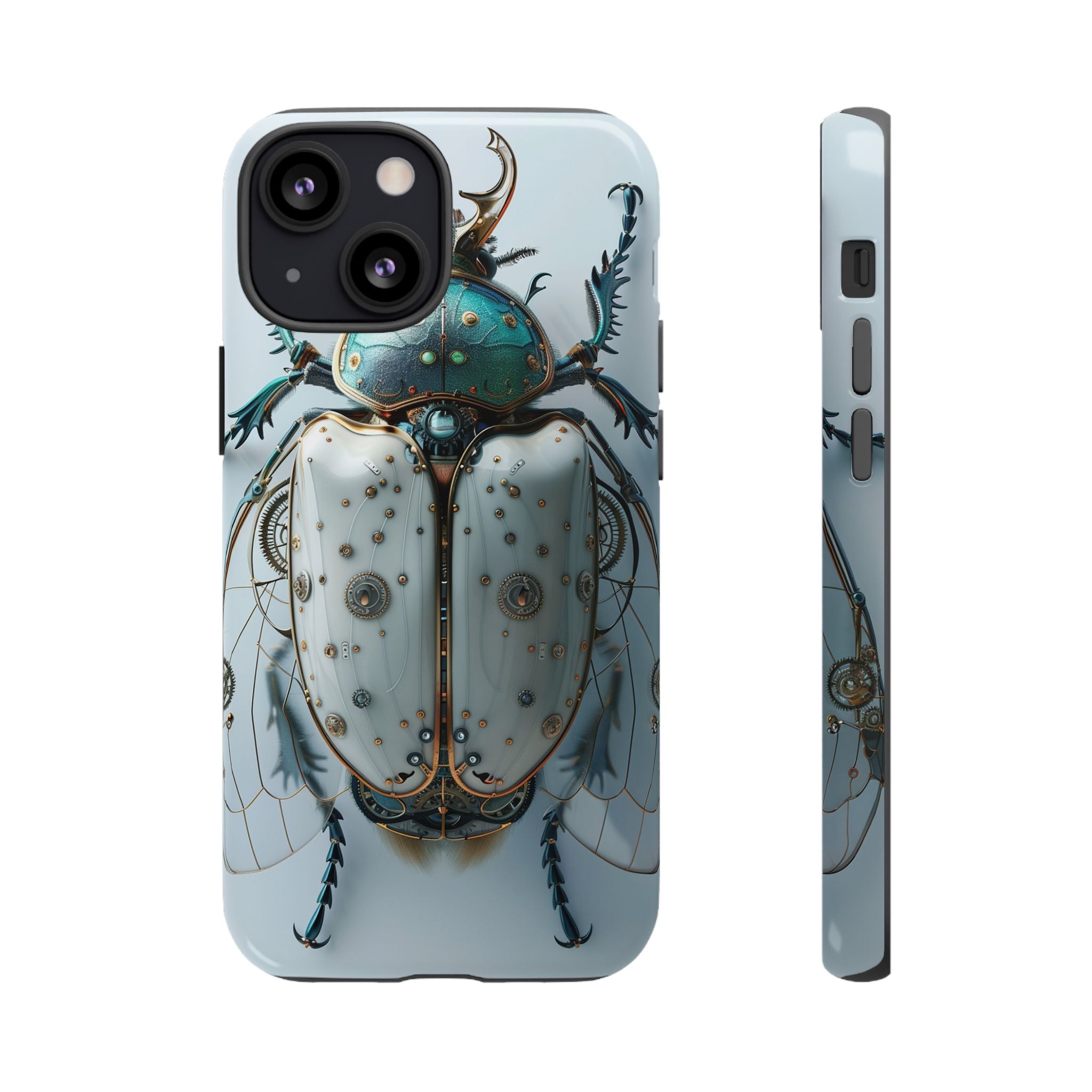 Steampunk White Beetle Protective Tough iPhone Case