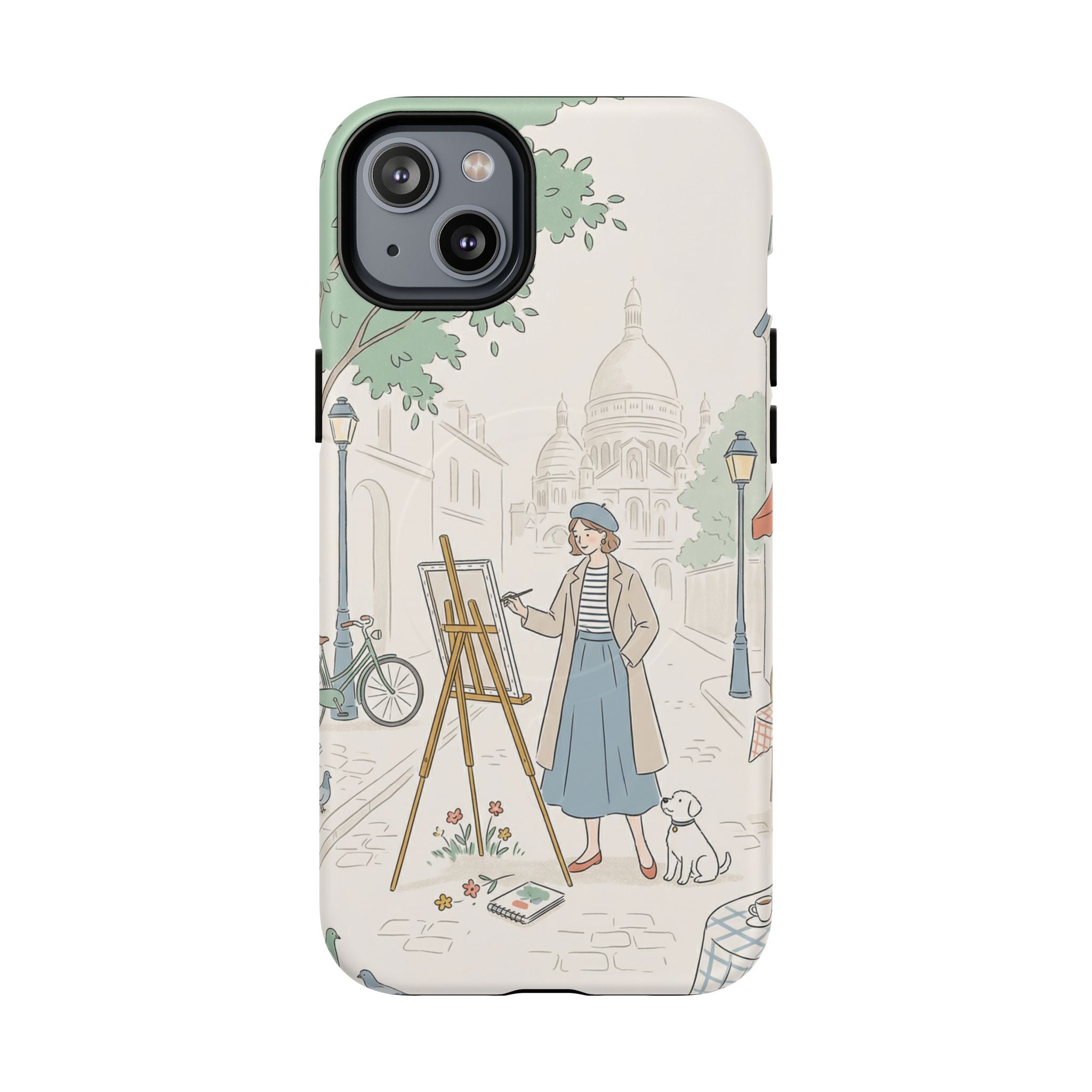 Artist in Paris MagSafe iPhone Case | Vintage Painter Street Scene Protective Cover