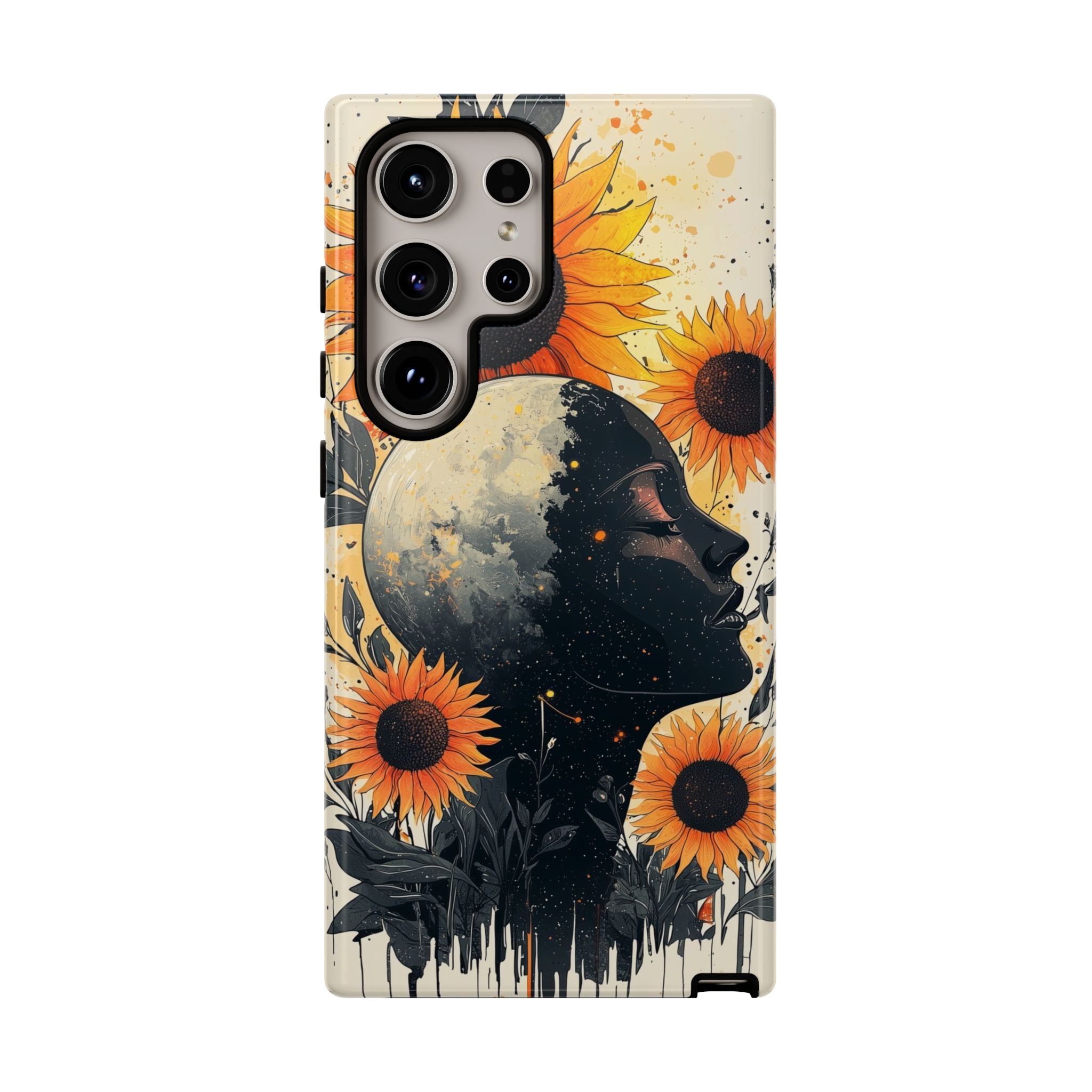 Sunflower Moon Art Samsung Galaxy Case | Floral Celestial