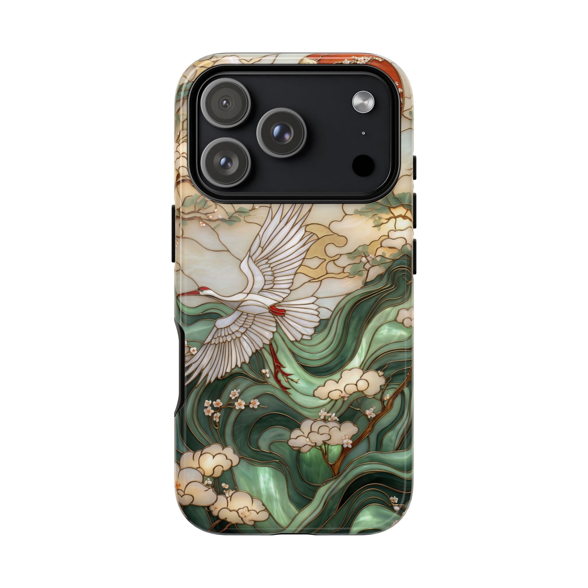 Cranes & Waves Protective iPhone Case | Japanese-Inspired Art Phone Cover