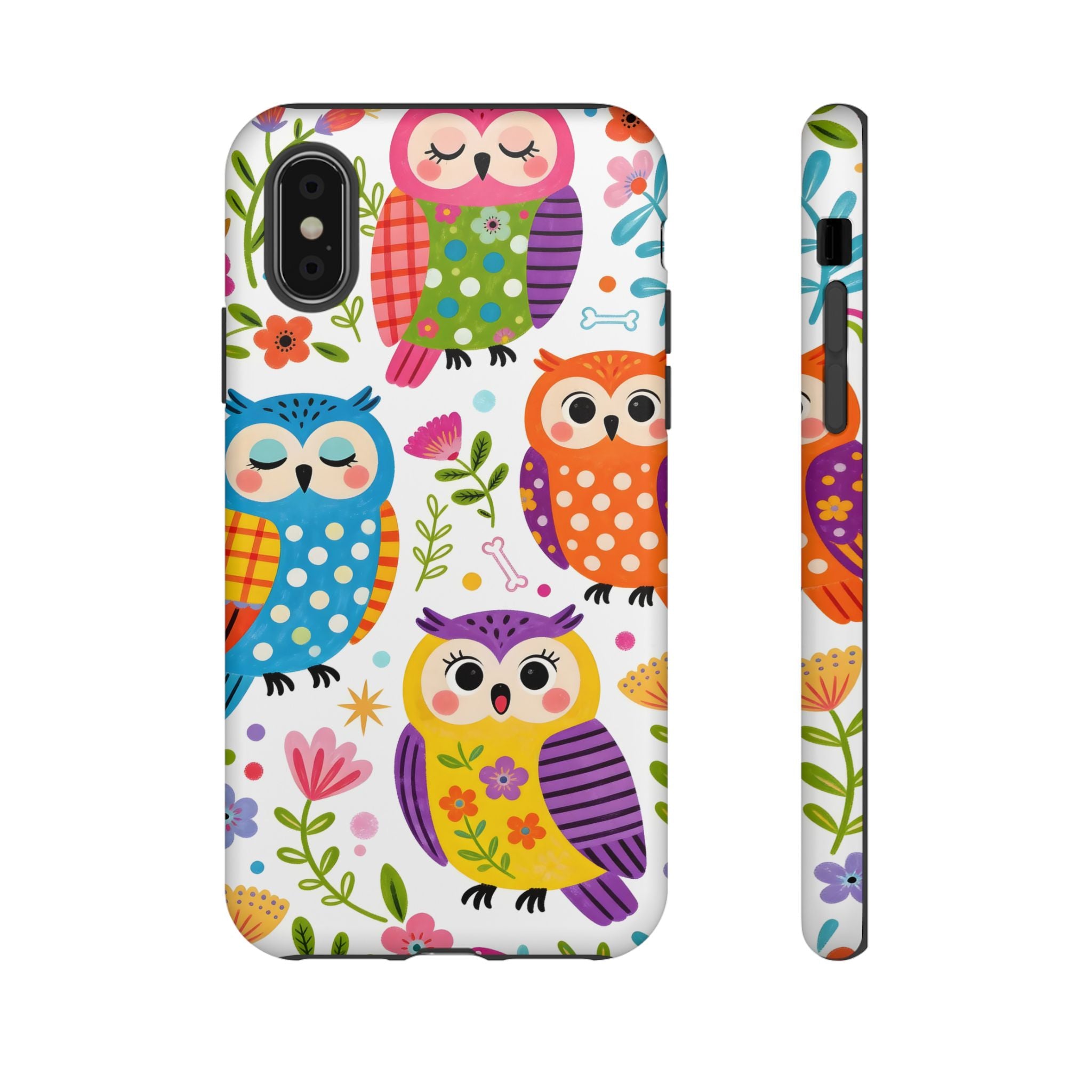Cute Colorful Owls iPhone Case | Cute Owl Pattern Tough Case