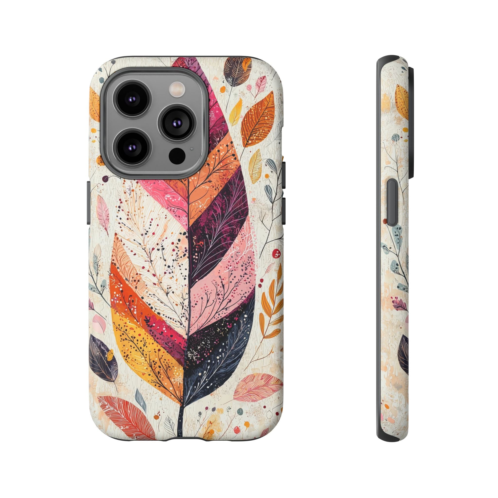Autumn Leaf Tough iPhone Case | Watercolour Feathered Fall Design