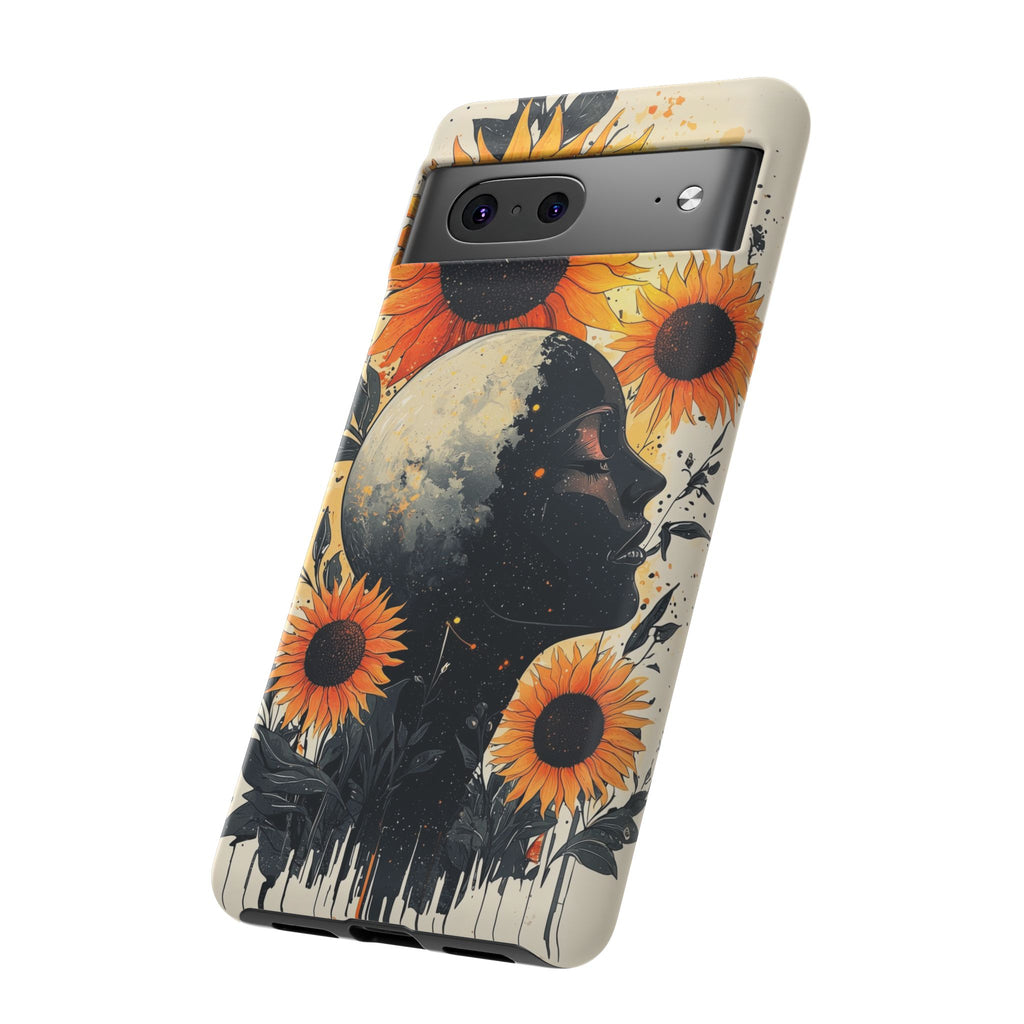 Sunflower Moon Art Google Pixel Case | Floral Celestial