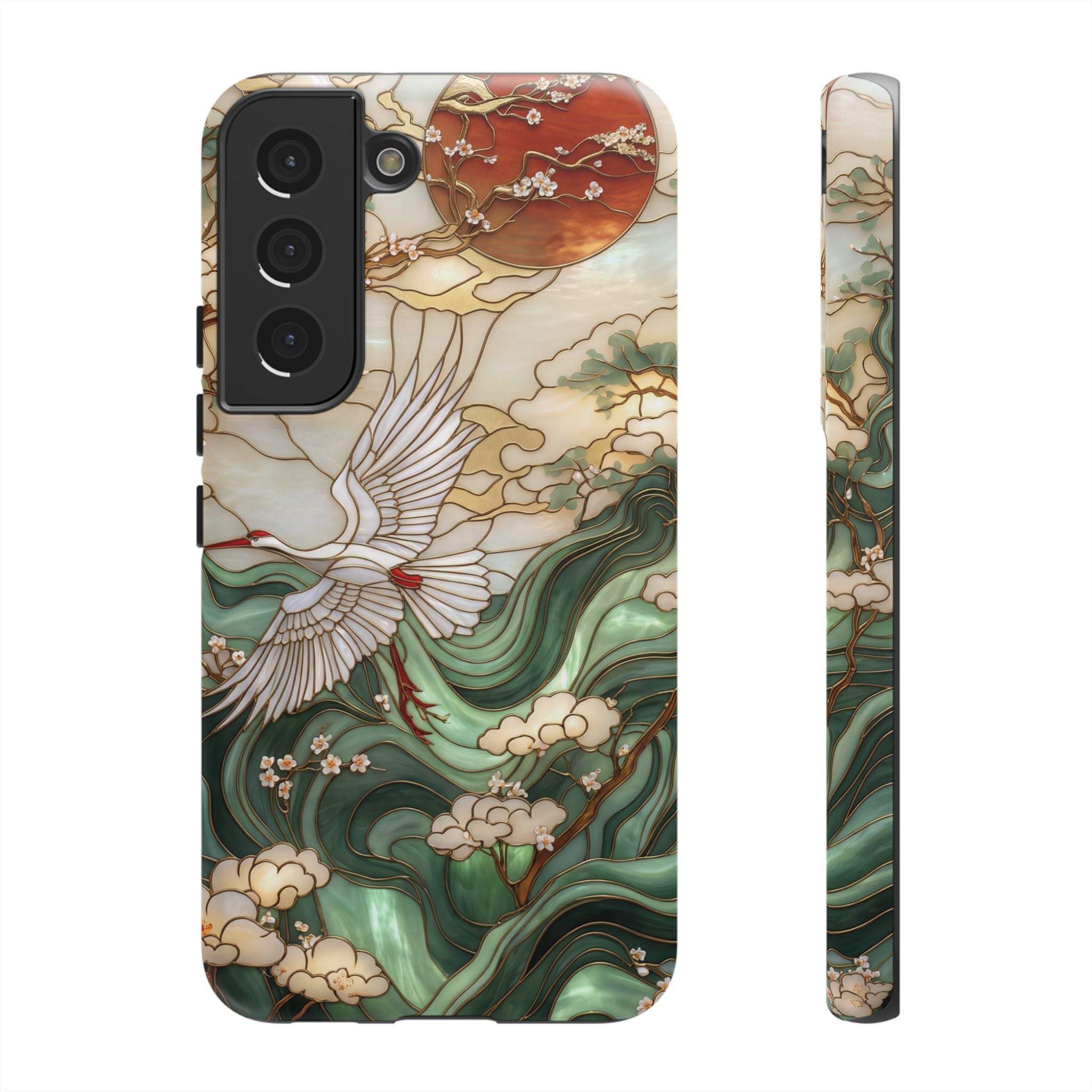 Cranes & Waves Protective Samsung Galaxy Case | Japanese-Inspired Art Phone Cover