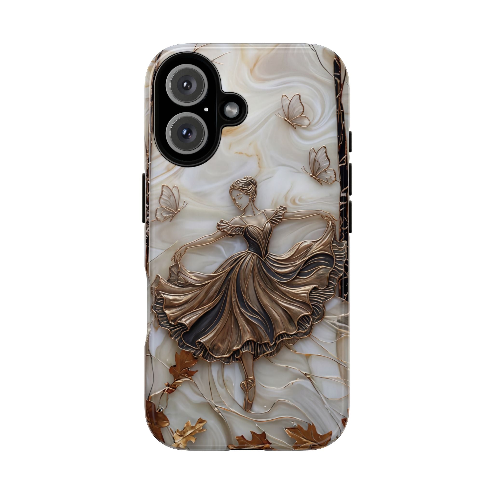 Elegant Bronze Ballerina Dance Design iPhone Case