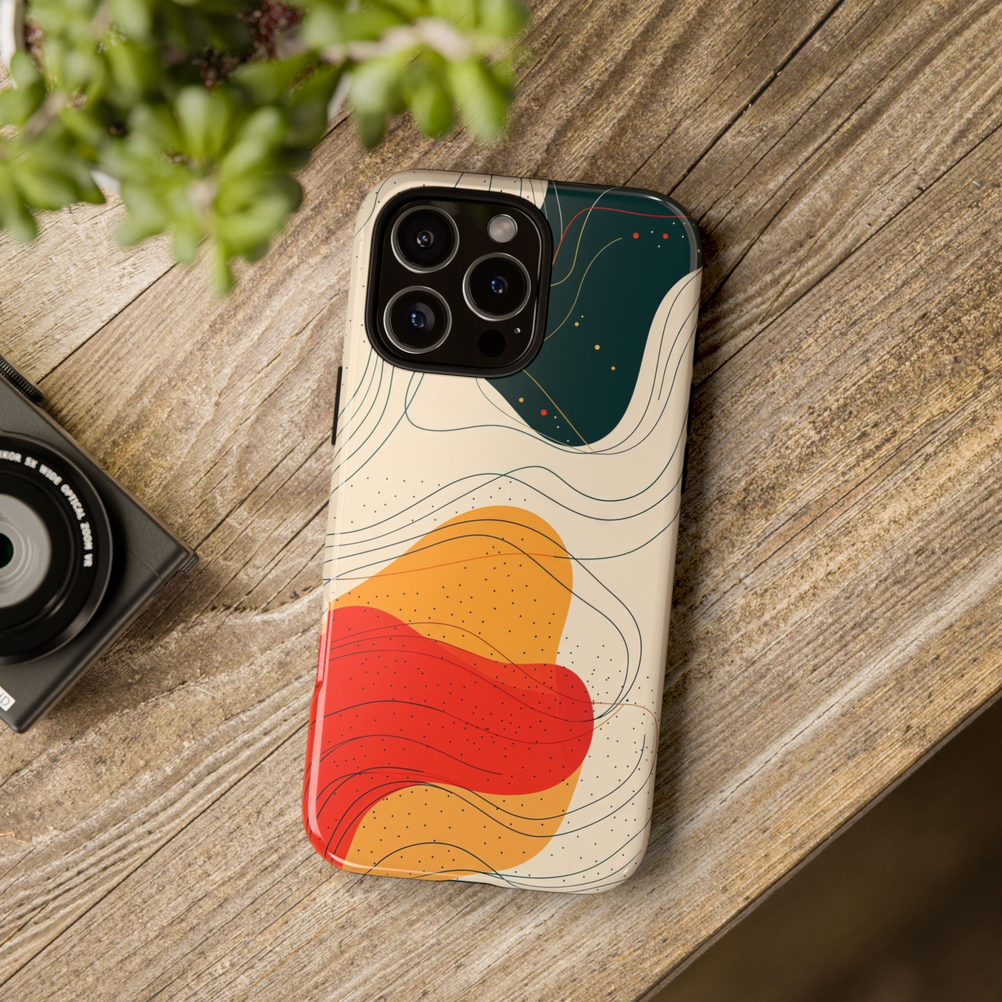 Abstract Retro Waves iPhone Case | Colourful Modern Art