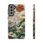Cranes & Waves Protective Samsung Galaxy Case | Japanese-Inspired Art Phone Cover