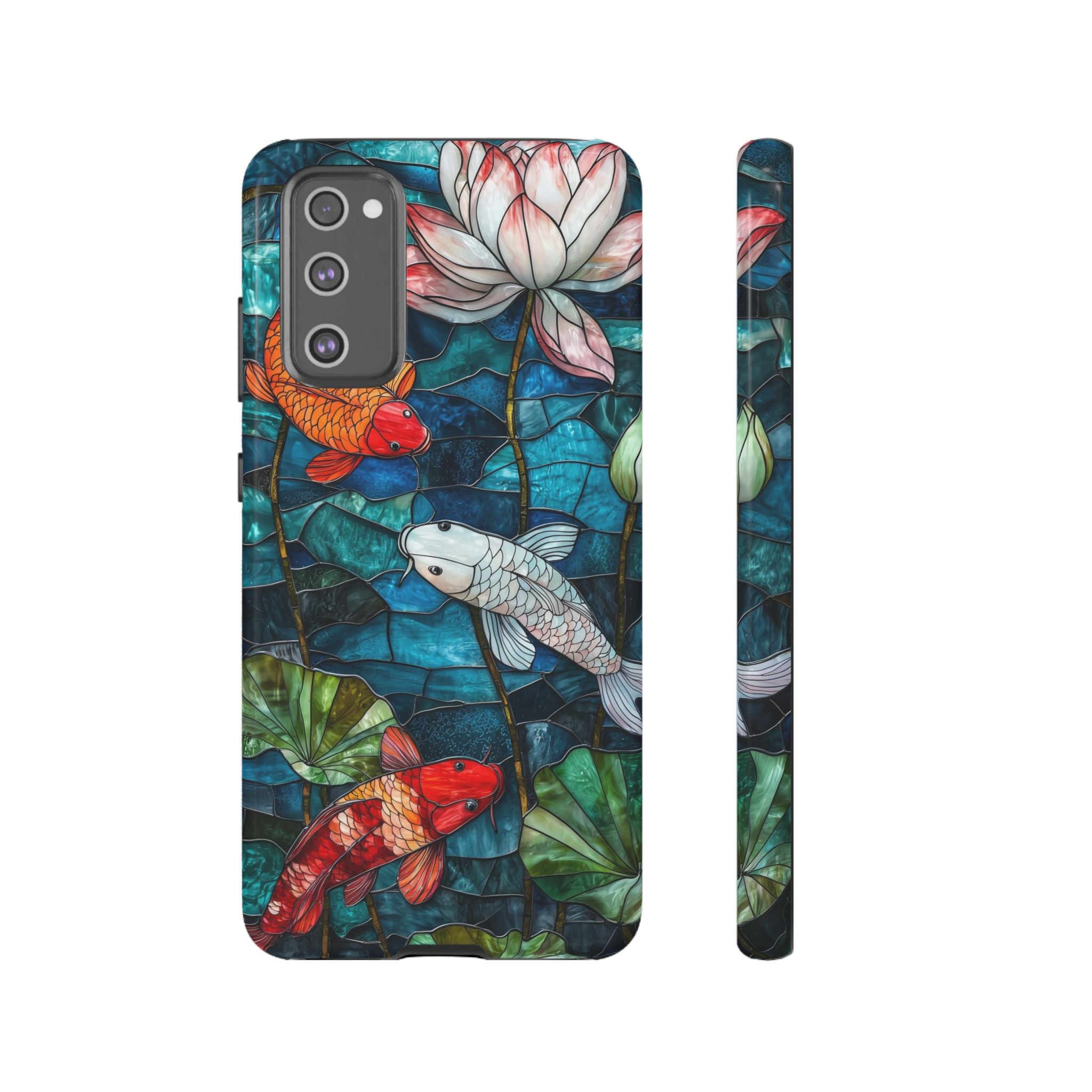 Koi Pond Tough Samsung Galaxy Case — Stained Glass Lotus & Koi Design