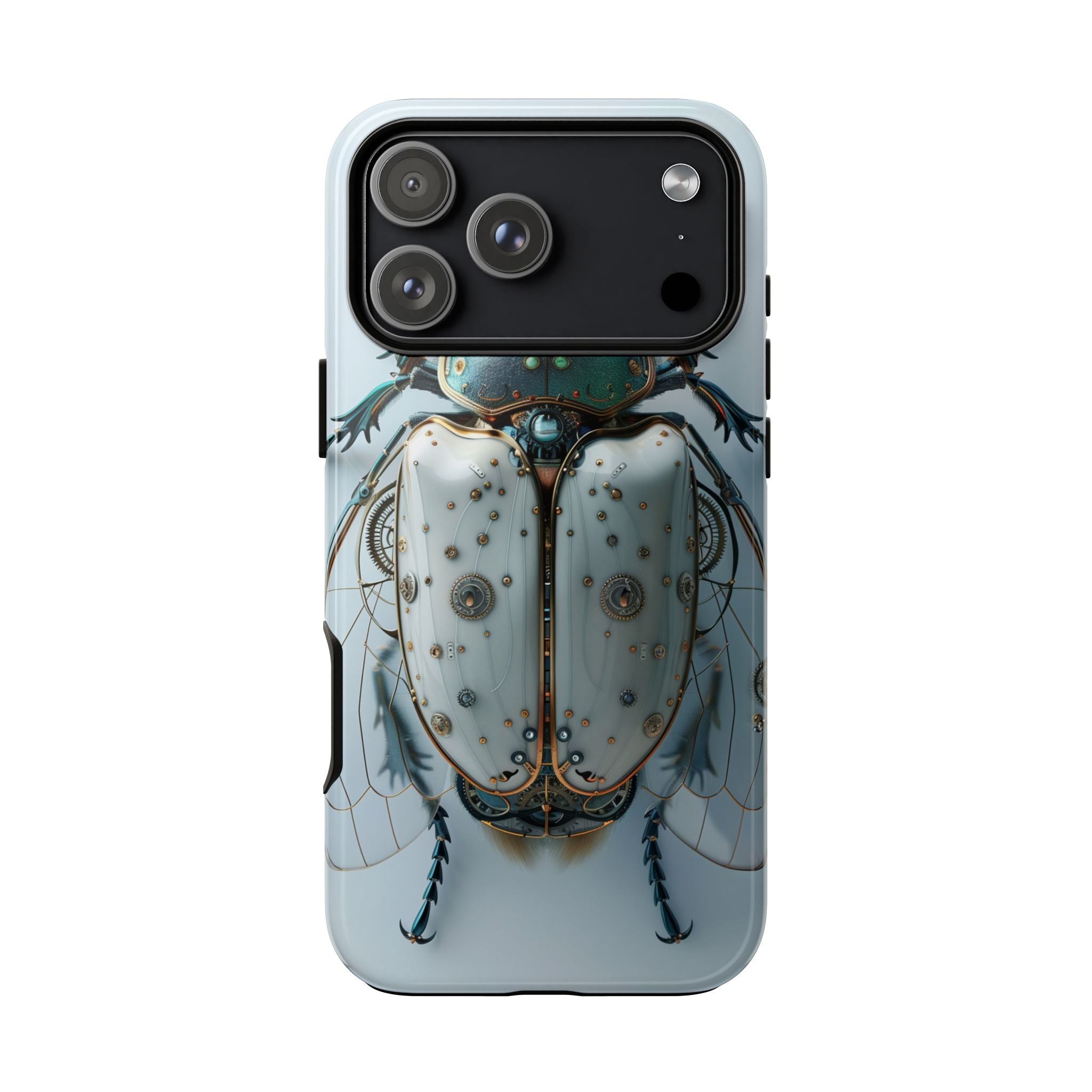 Steampunk White Beetle Protective Tough iPhone Case