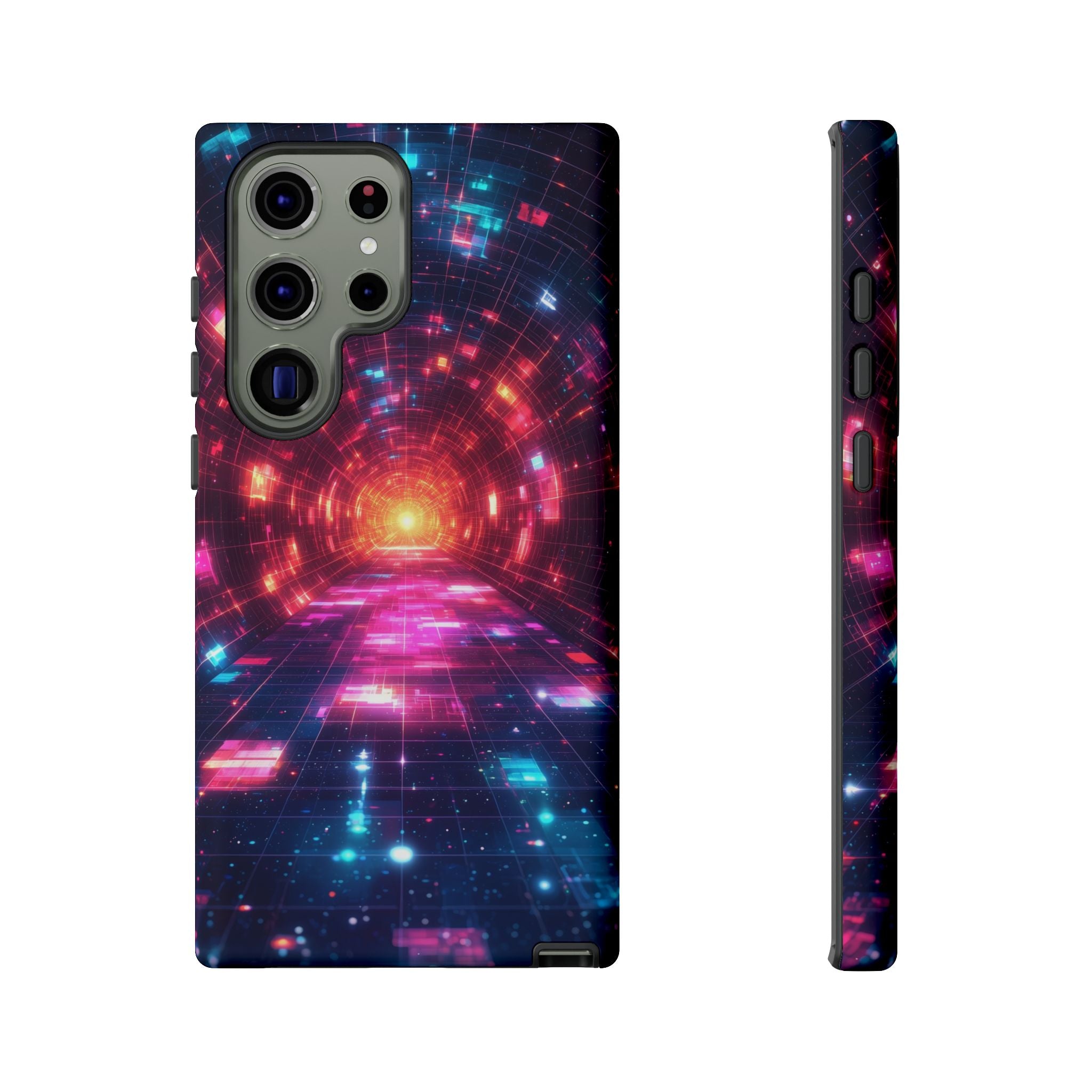 Neon Tunnel Tough Samsung Galaxy Case — Retro Futuristic Galaxy Design