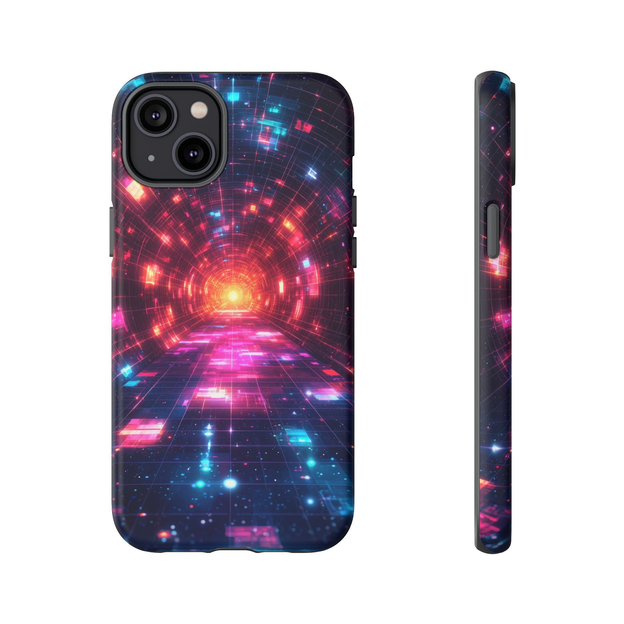 Neon Tunnel Tough iPhone Case — Retro Futuristic Galaxy Design