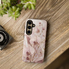 Stained Glass Orchid Samsung Galaxy Phone Case | Pink Floral Protective Case