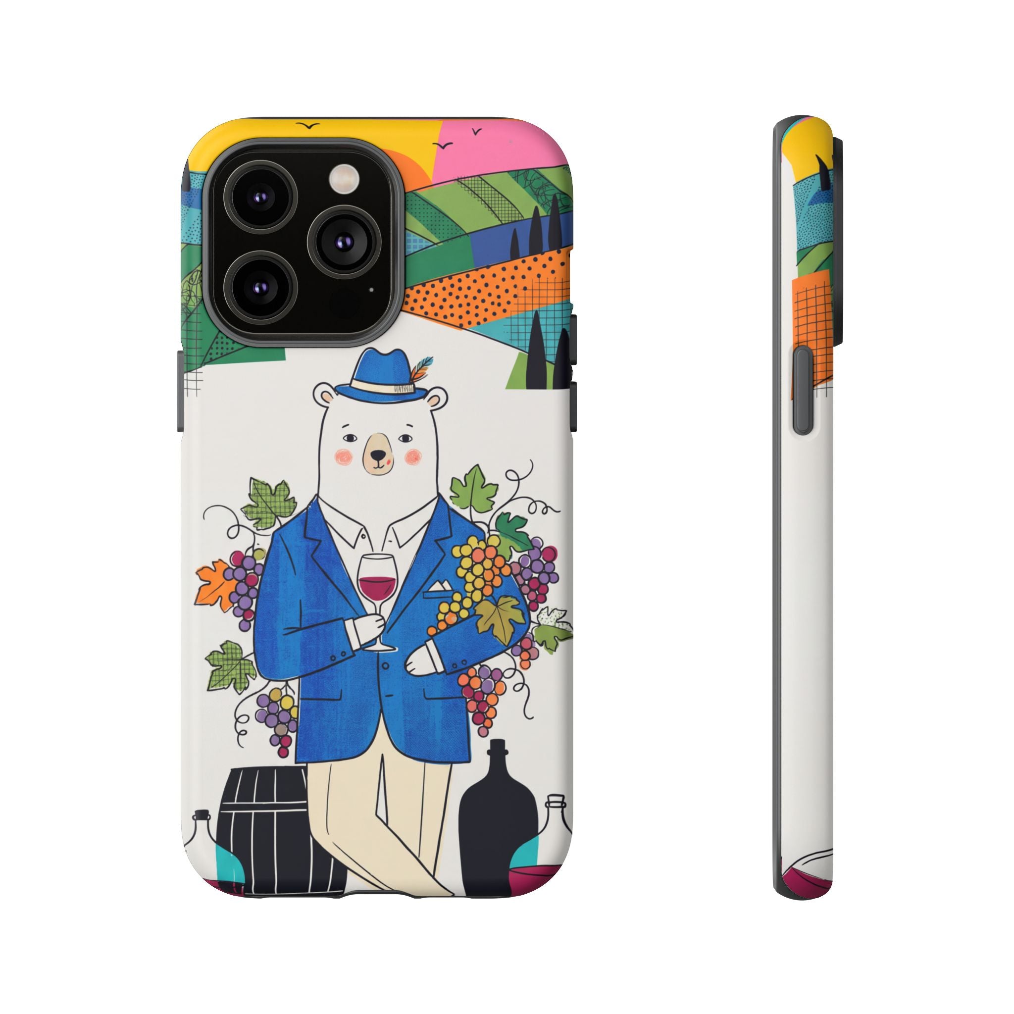 Dapper Polar Bear Wine Lover Illustrated Protective iPhone Case