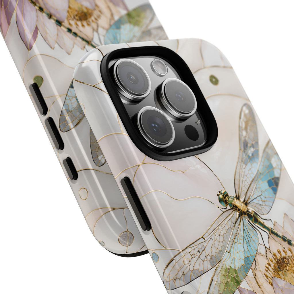 Dragonfly Lotus iPhone Case | Stained Glass Floral Phone Case