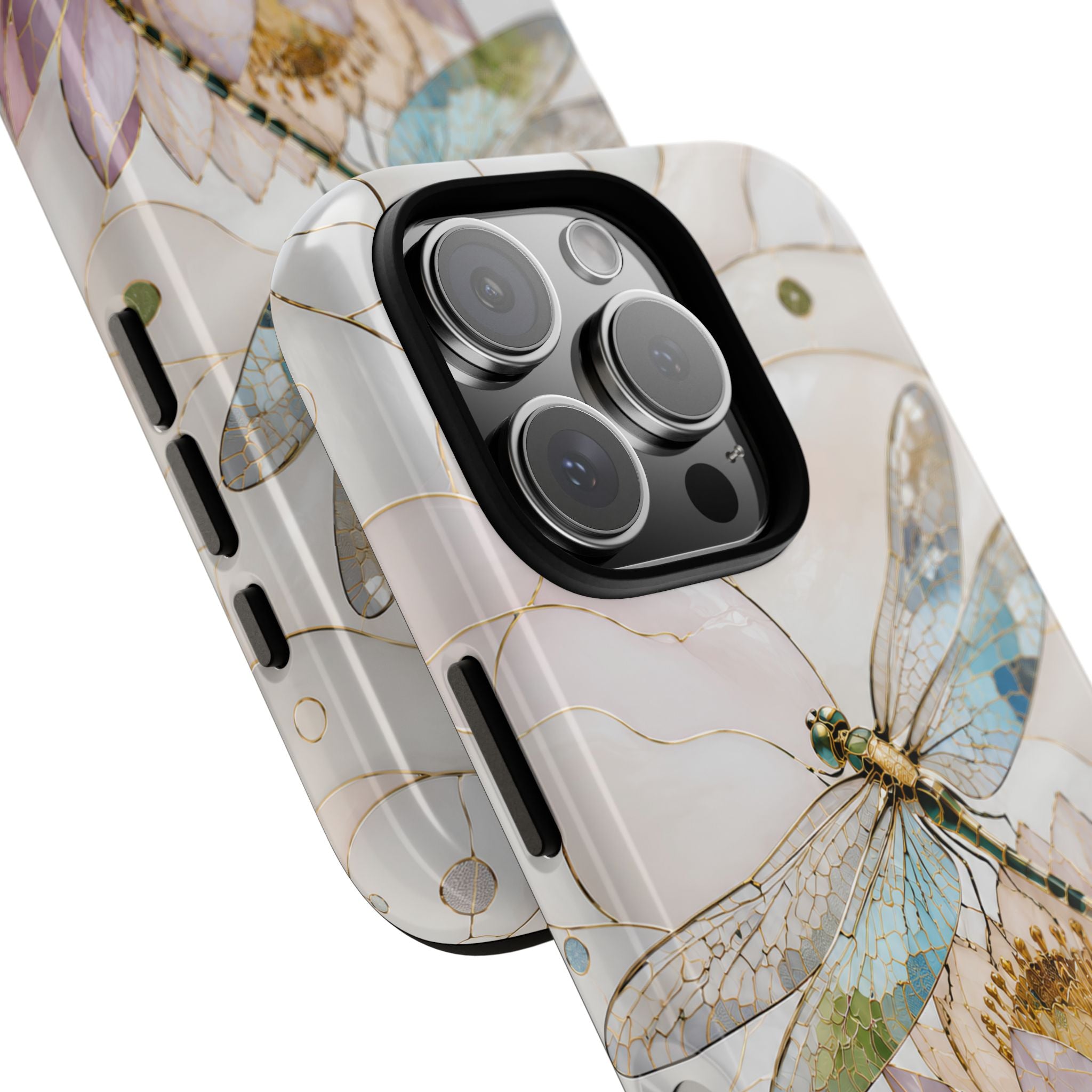 Dragonfly Lotus iPhone Case | Stained Glass Floral Phone Case