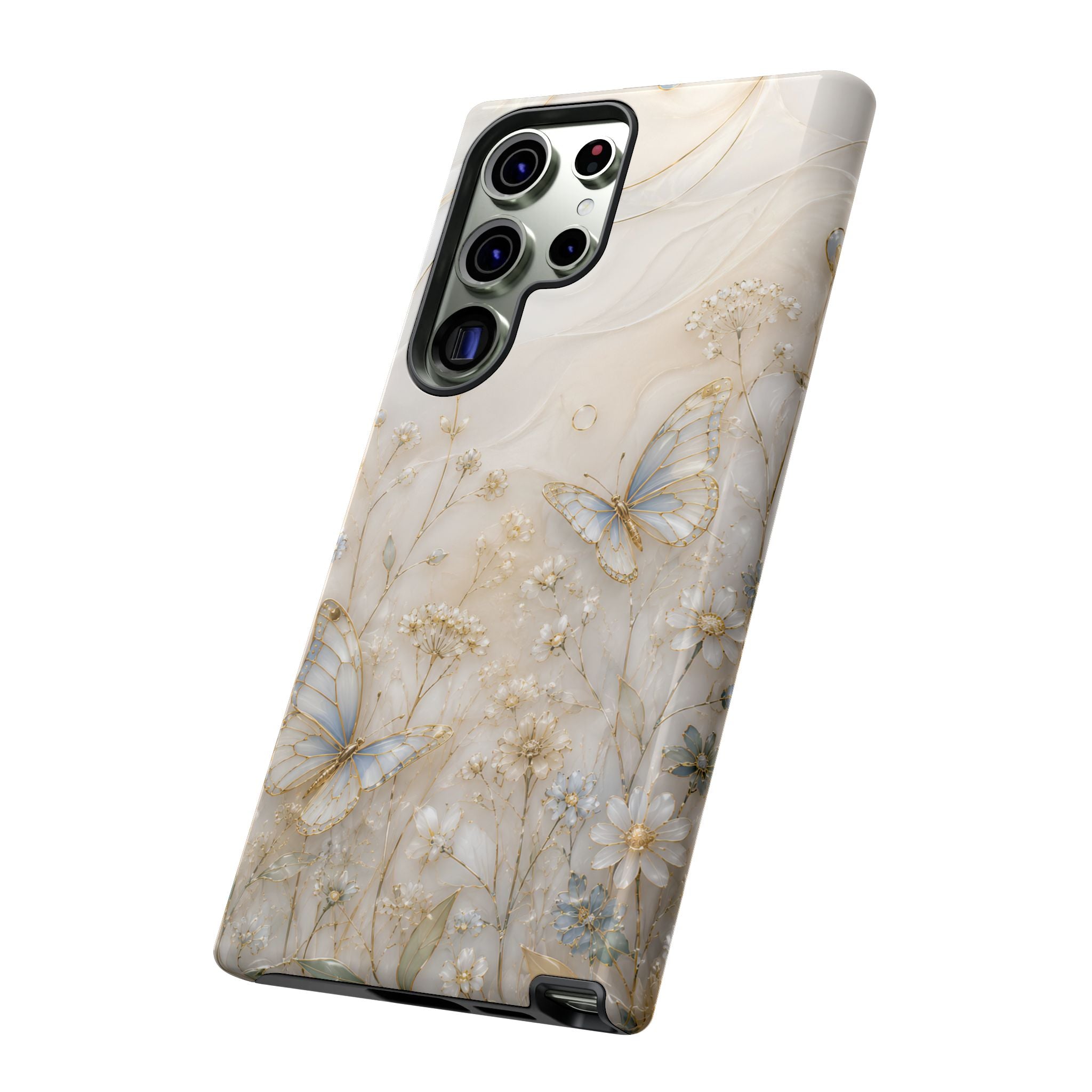 Butterfly Floral Samsung Galaxy Phone Case | Cottagecore Meadow Art Cover
