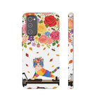 Floral Rainbow Cat Tough Samsung Galaxy Phone Case — Colorful Pilates Cat Design