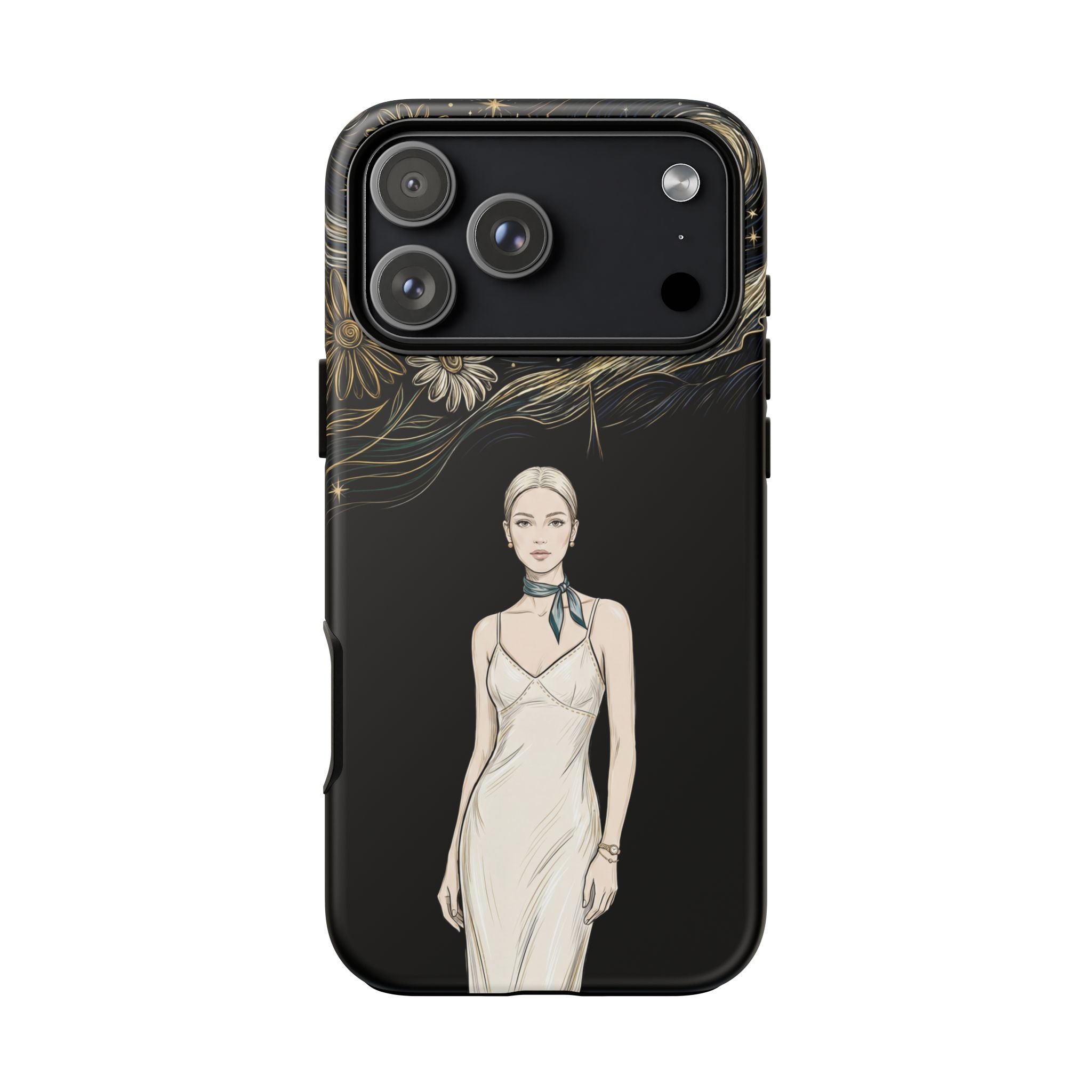 Starry Night Fashion iPhone Case | Elegant Woman Illustration