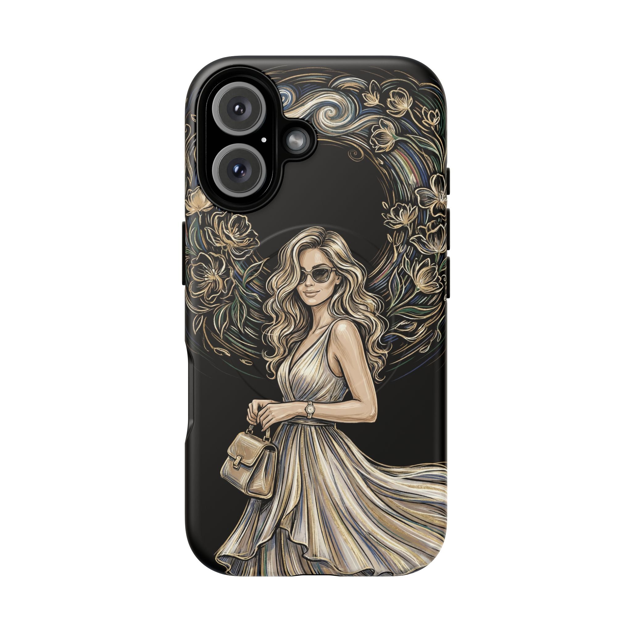 Stylish Woman Floral Wreath Tough MagSafe iPhone Case