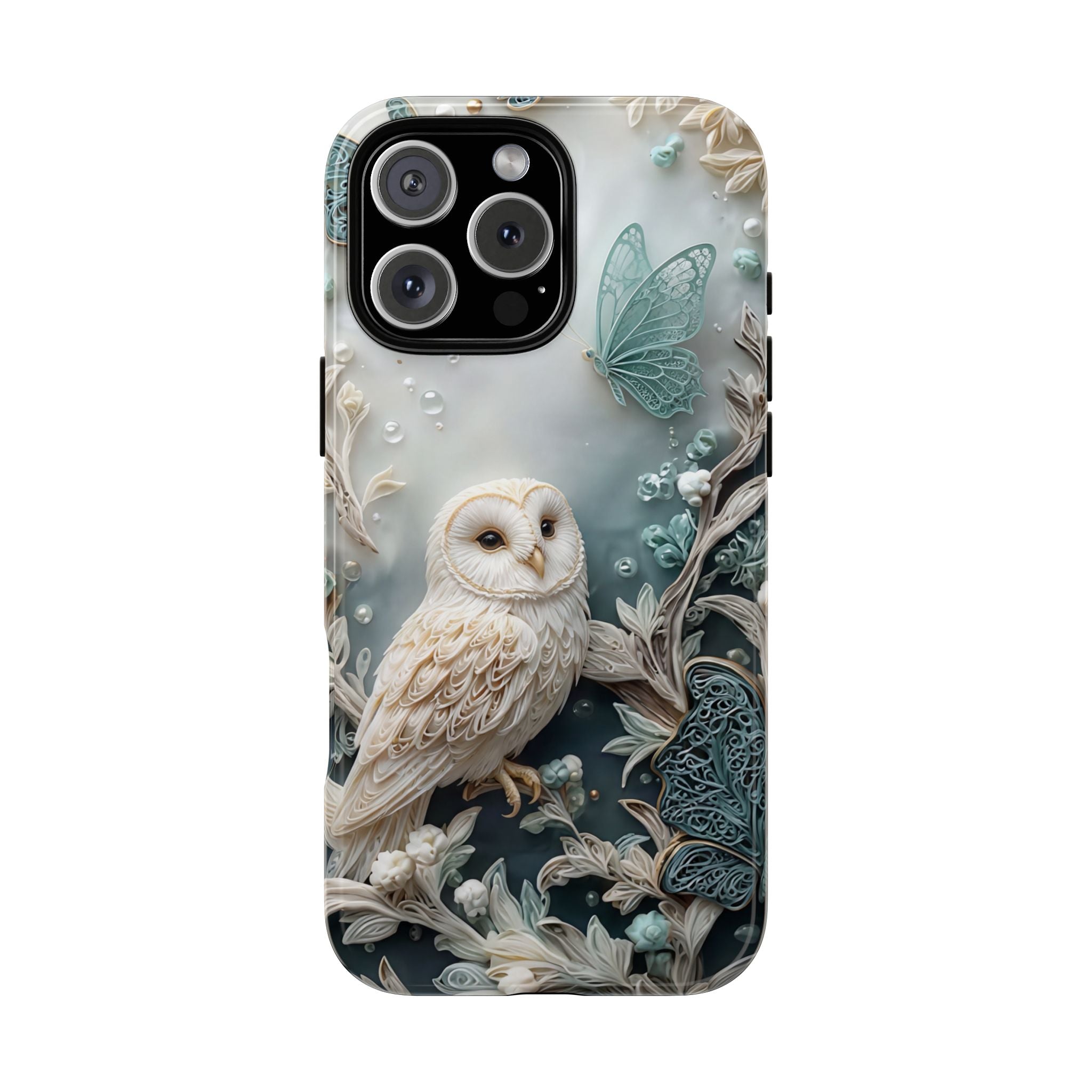 Barn Owl & Butterflies Tough iPhone Case