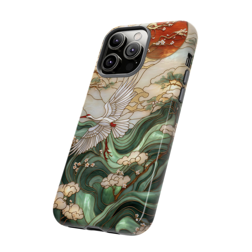 Custodia protettiva per iPhone Cranes &amp; Waves | Cover per telefono ispirata all'arte giapponese