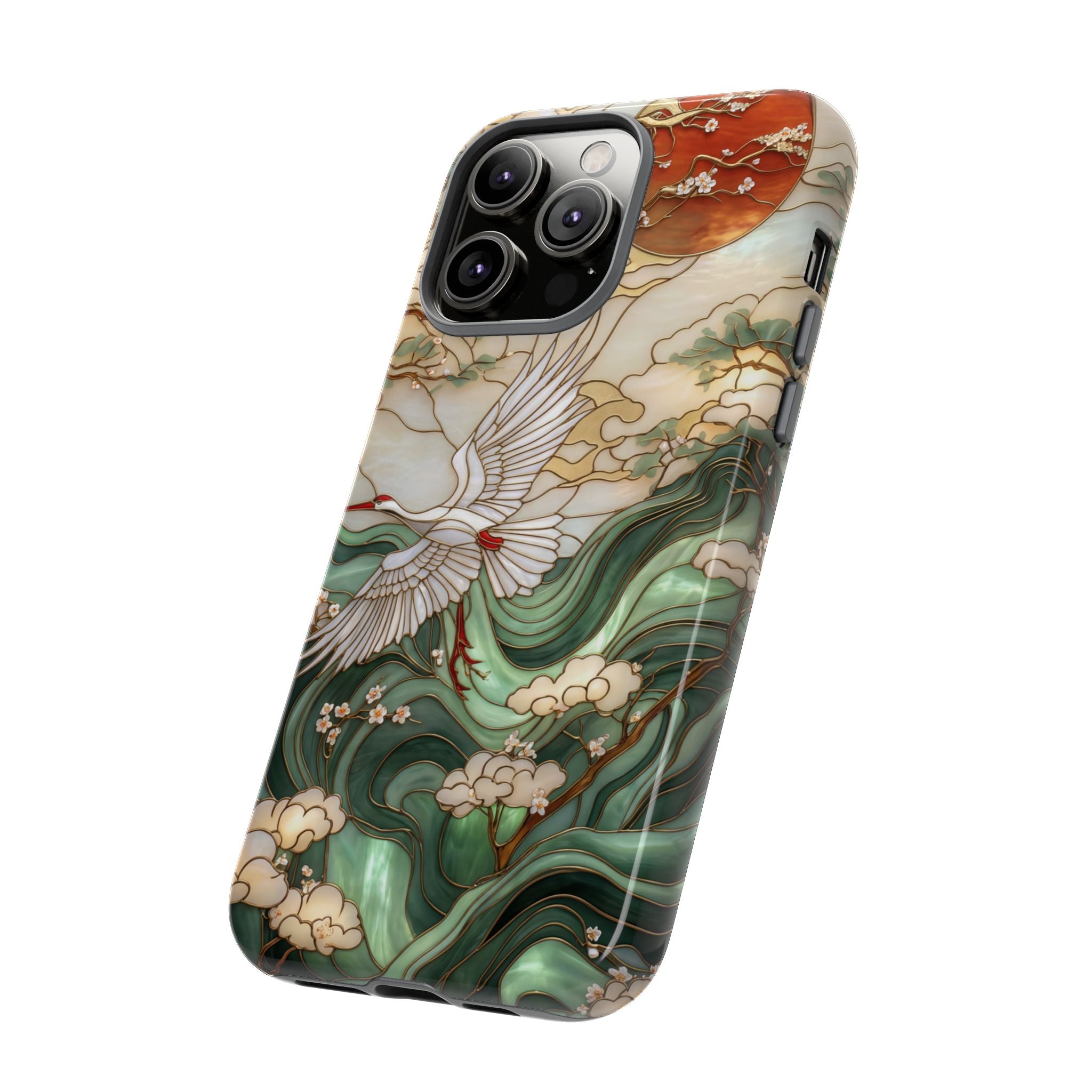 Cranes & Waves Protective iPhone Case | Japanese-Inspired Art Phone Cover