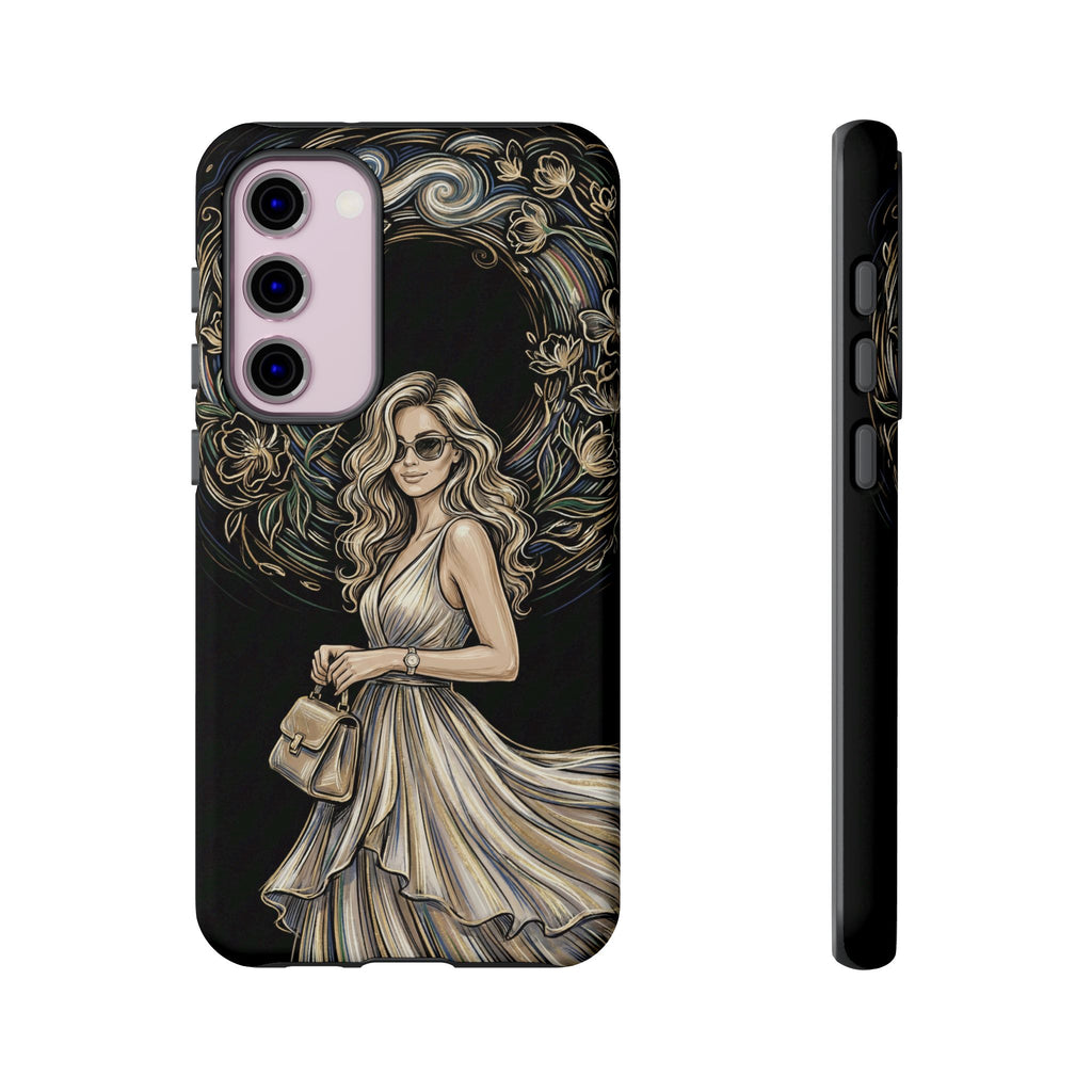 Custodia per telefono Samsung Galaxy robusta con ghirlanda floreale donna elegante