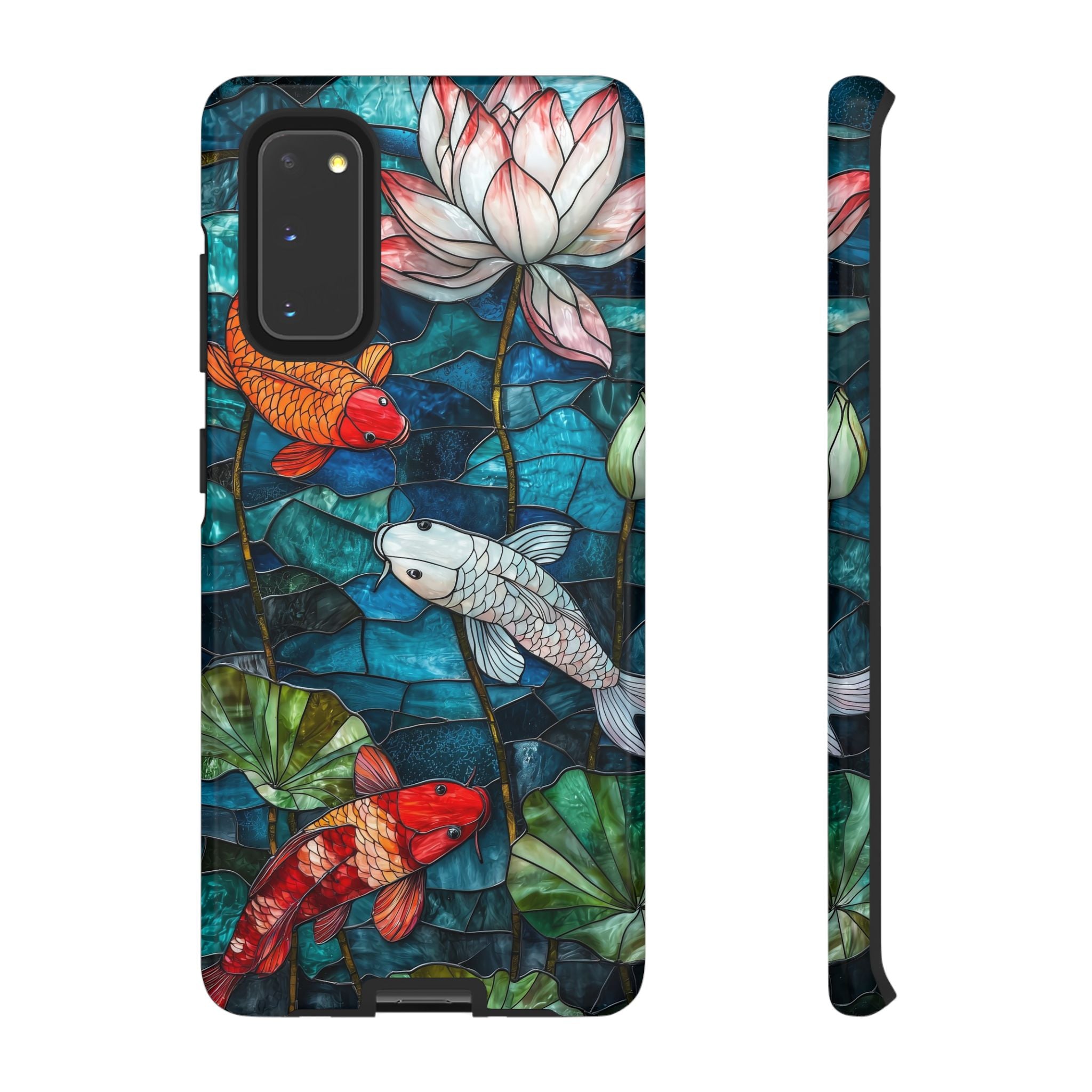 Koi Pond Tough Samsung Galaxy Case — Stained Glass Lotus & Koi Design