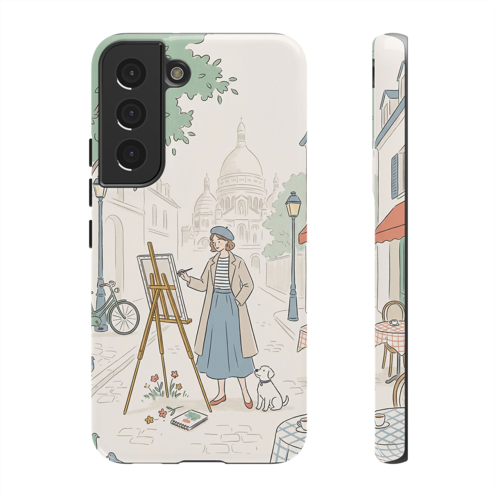 Artist in Paris Samsung Galaxy Phone Case | Vintage Painter Street Scene Protective Cover