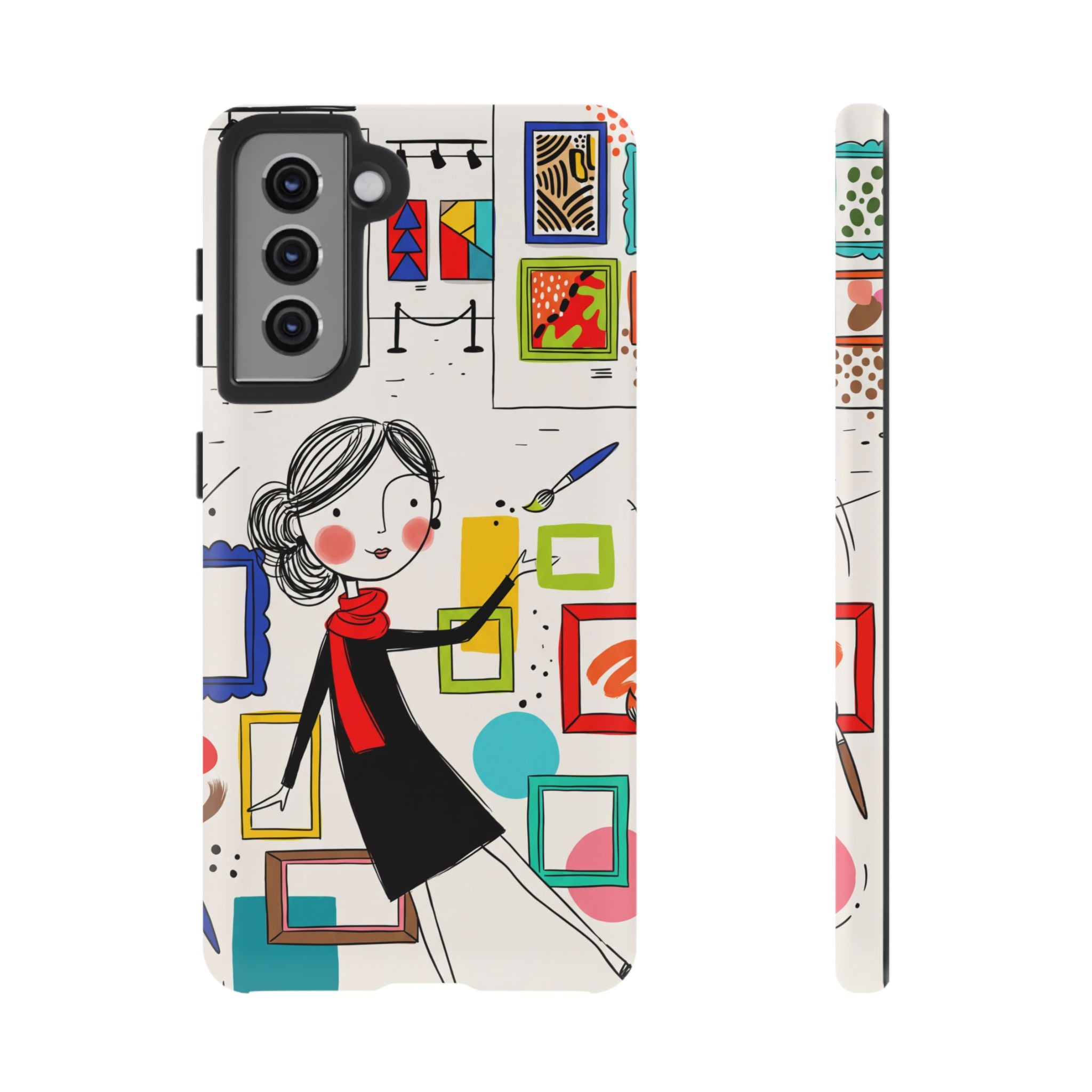Art Gallery Illustration Samsung Galaxy Phone Case | Cute Woman with Frames Design