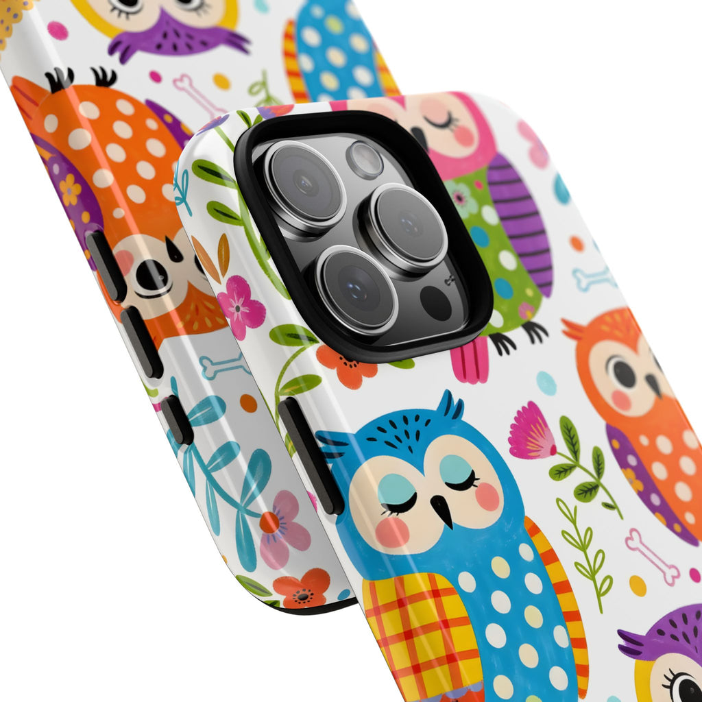 Cute Colorful Owls iPhone Case | Cute Owl Pattern Tough Case