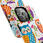 Cute Colorful Owls iPhone Case | Cute Owl Pattern Tough Case